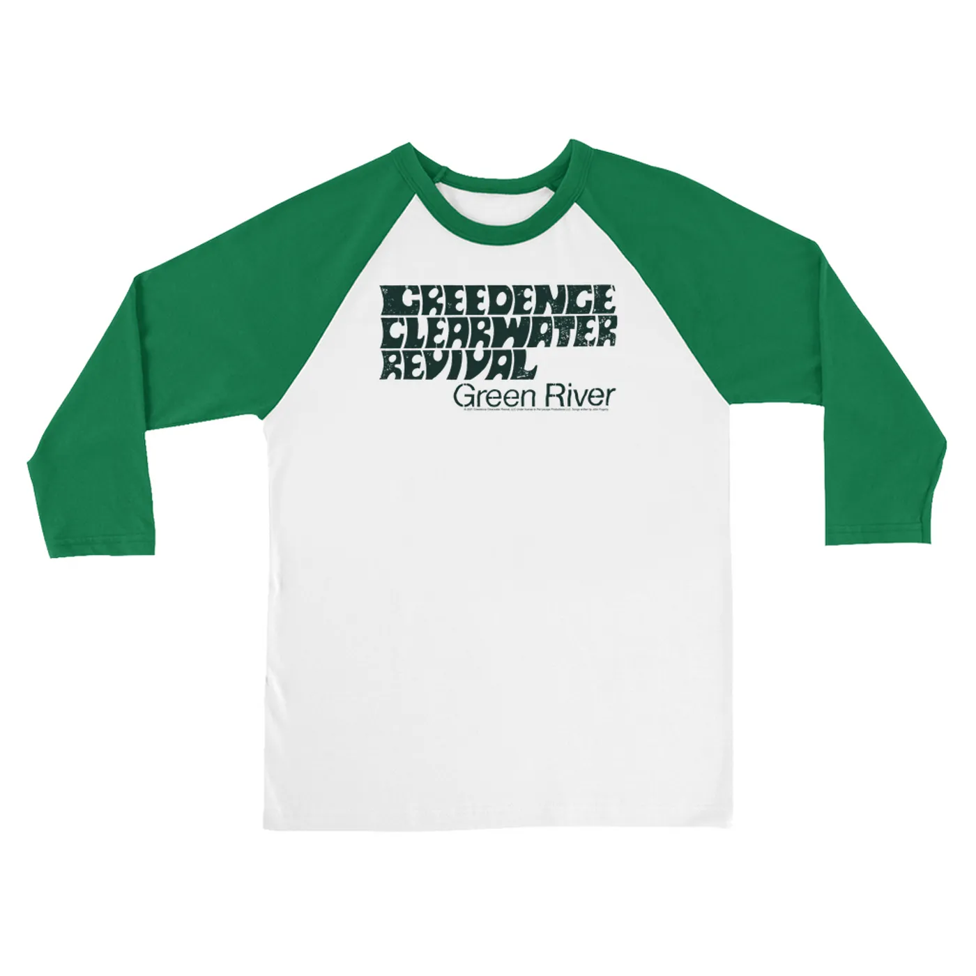 Creedence Clearwater Revival 3/4 Sleeve Baseball Tee | Green River Distressed Creedence Clearwater Revival Shirt