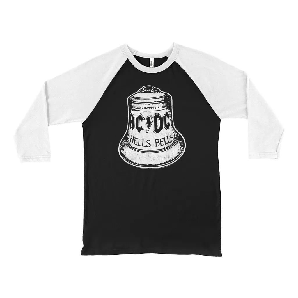 3/4 Sleeve Baseball Tee | Hells Bells White Design Shirt