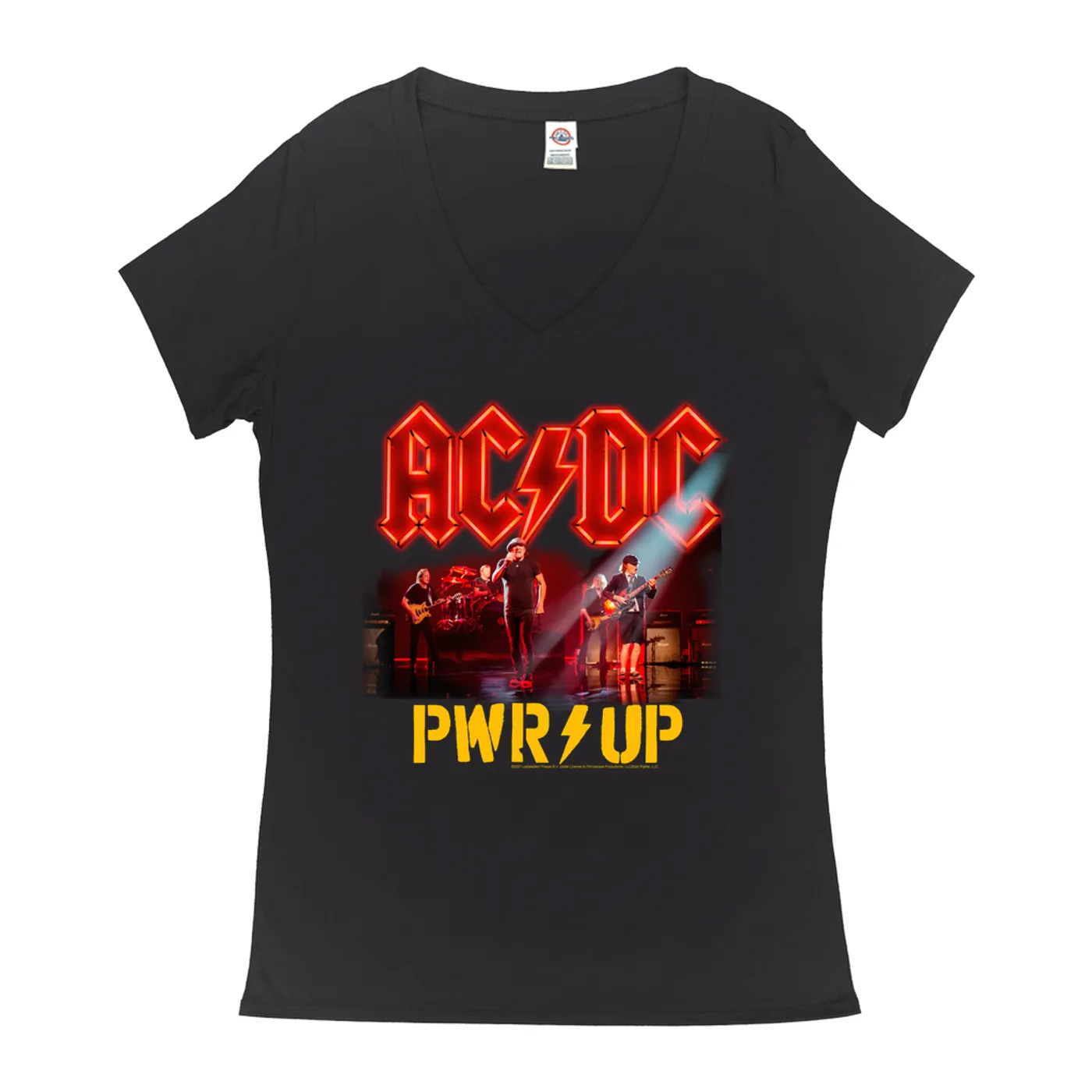 ACDC Ladies' V-neck T-Shirt | AC/DC On Stage PWR Up ACDC Shirt