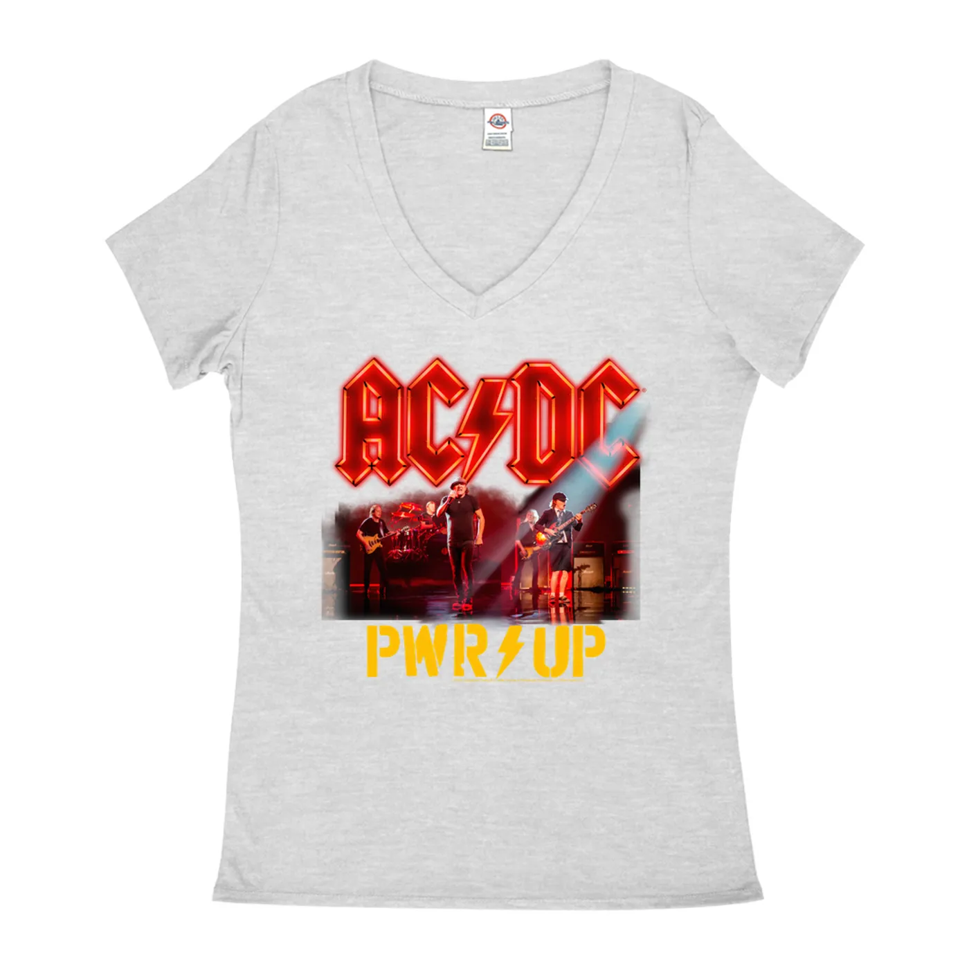 ACDC Ladies' V-neck T-Shirt | AC/DC On Stage PWR Up ACDC Shirt