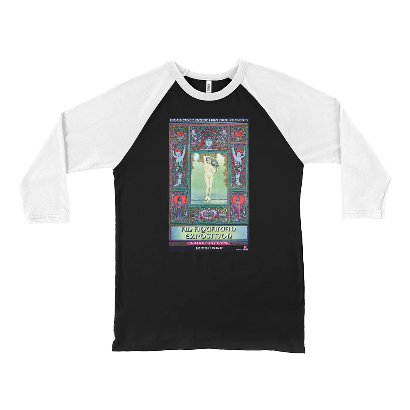 Woodstock 3/4 Sleeve Baseball Tee | Aquarian Exposition Concert Poster Woodstock Shirt