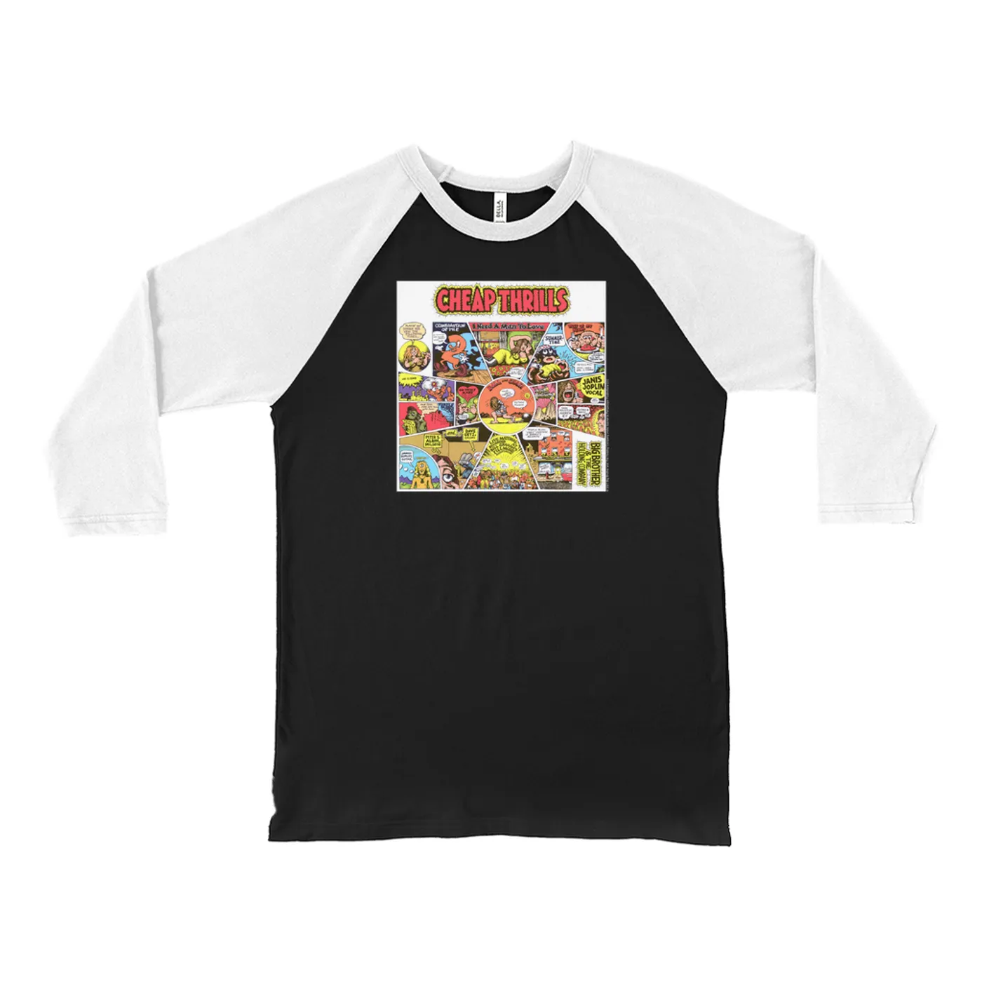 Big Brother & The Holding Company 3/4 Sleeve Baseball Tee | Cheap Thrills Album Design Big Brother and The Holding Company Shirt
