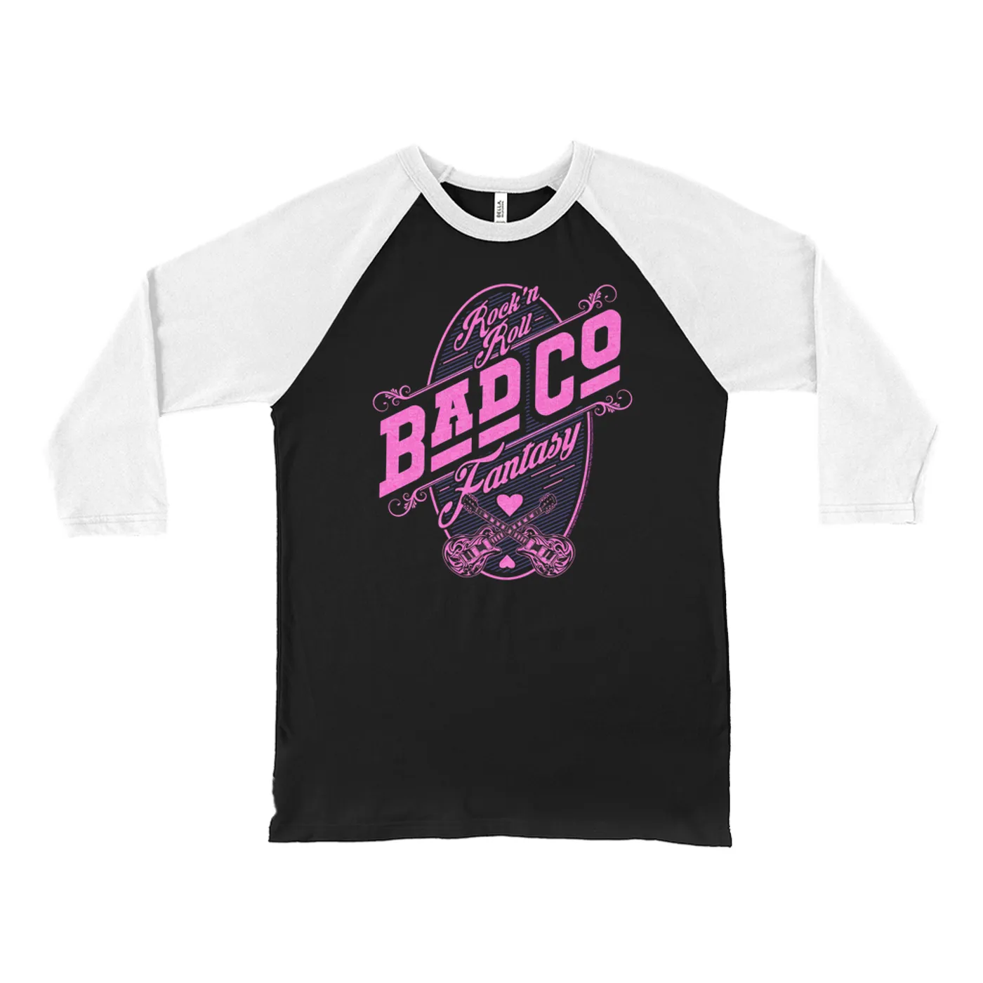 Bad Company 3/4 Sleeve Baseball Tee | Rock N' Roll Fantasy Pink Bad Company Shirt