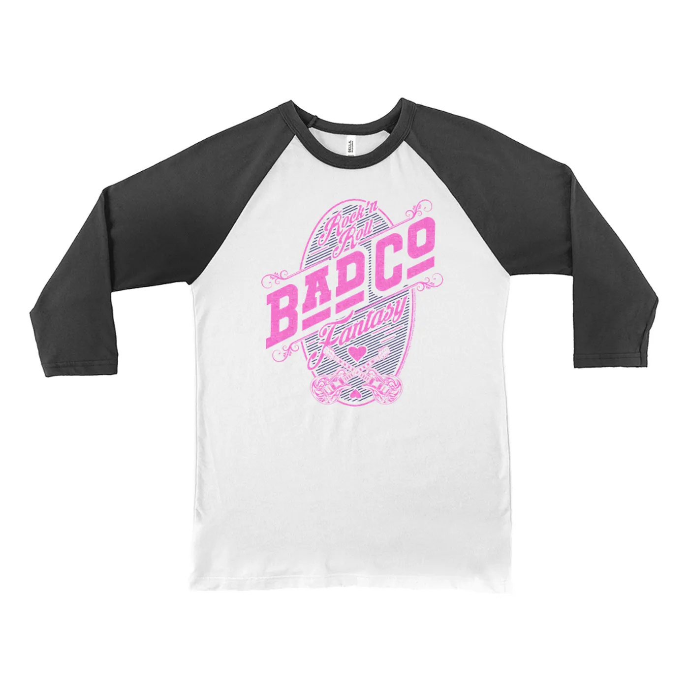 Bad Company 3/4 Sleeve Baseball Tee | Rock N' Roll Fantasy Pink Bad Company Shirt