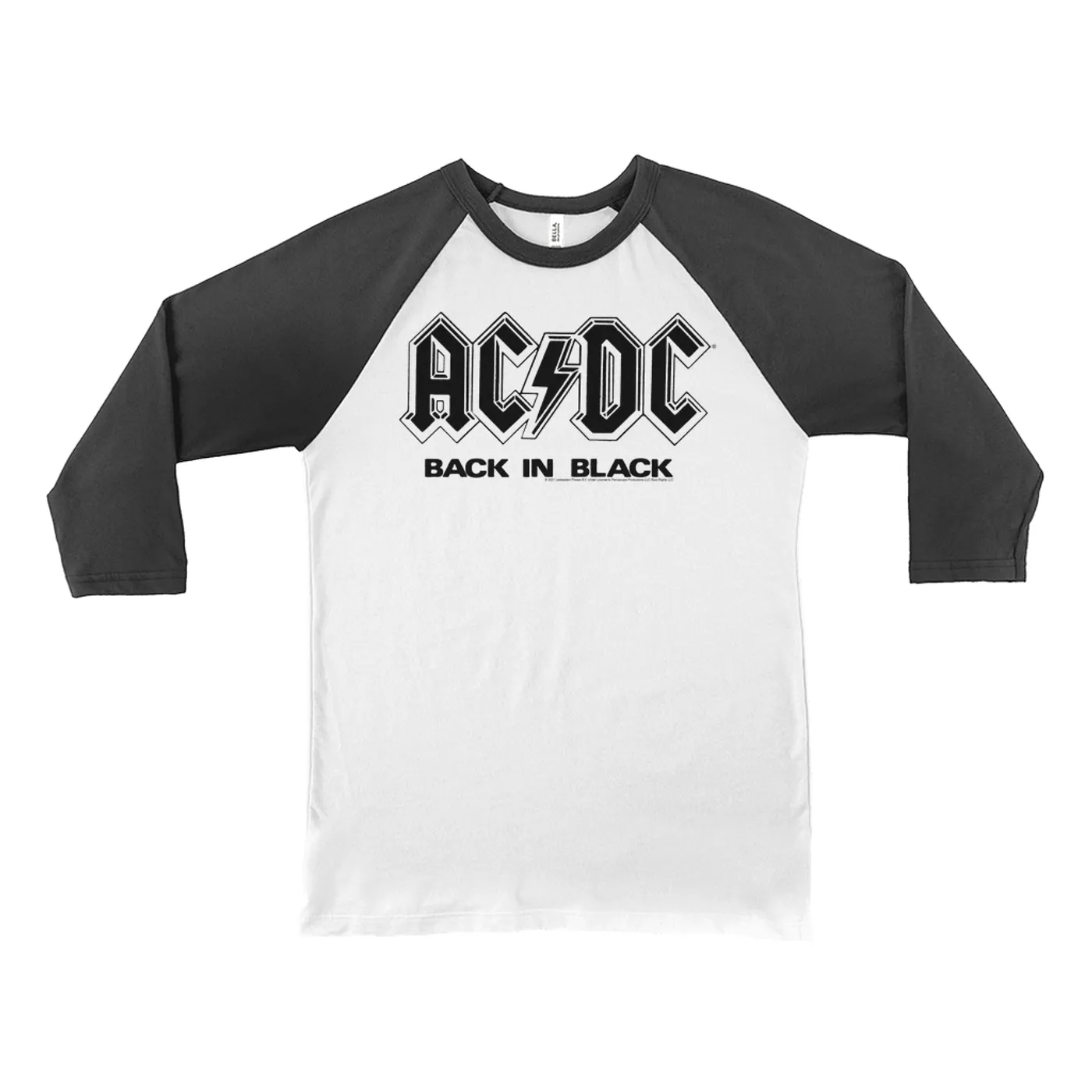AC/DC 3/4 Sleeve Baseball Tee | Back In Black Back In London Image ACDC Shirt