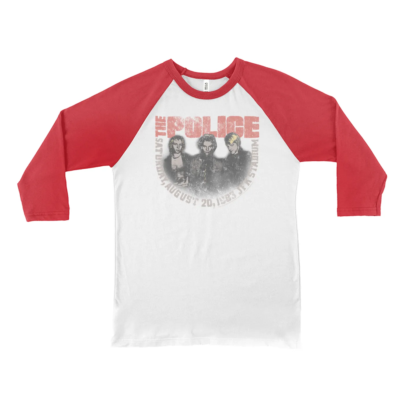 The Police 3/4 Sleeve Baseball Tee | JFK Statium 1983 Concert Distressed The Police Shirt