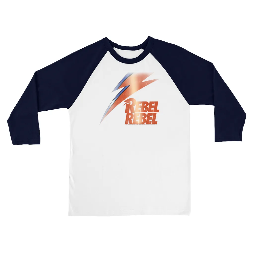 3/4 Sleeve Baseball Tee | Rebel Rebel And Lightning Bolt Design Distressed Shirt (Equineop Exclusive)