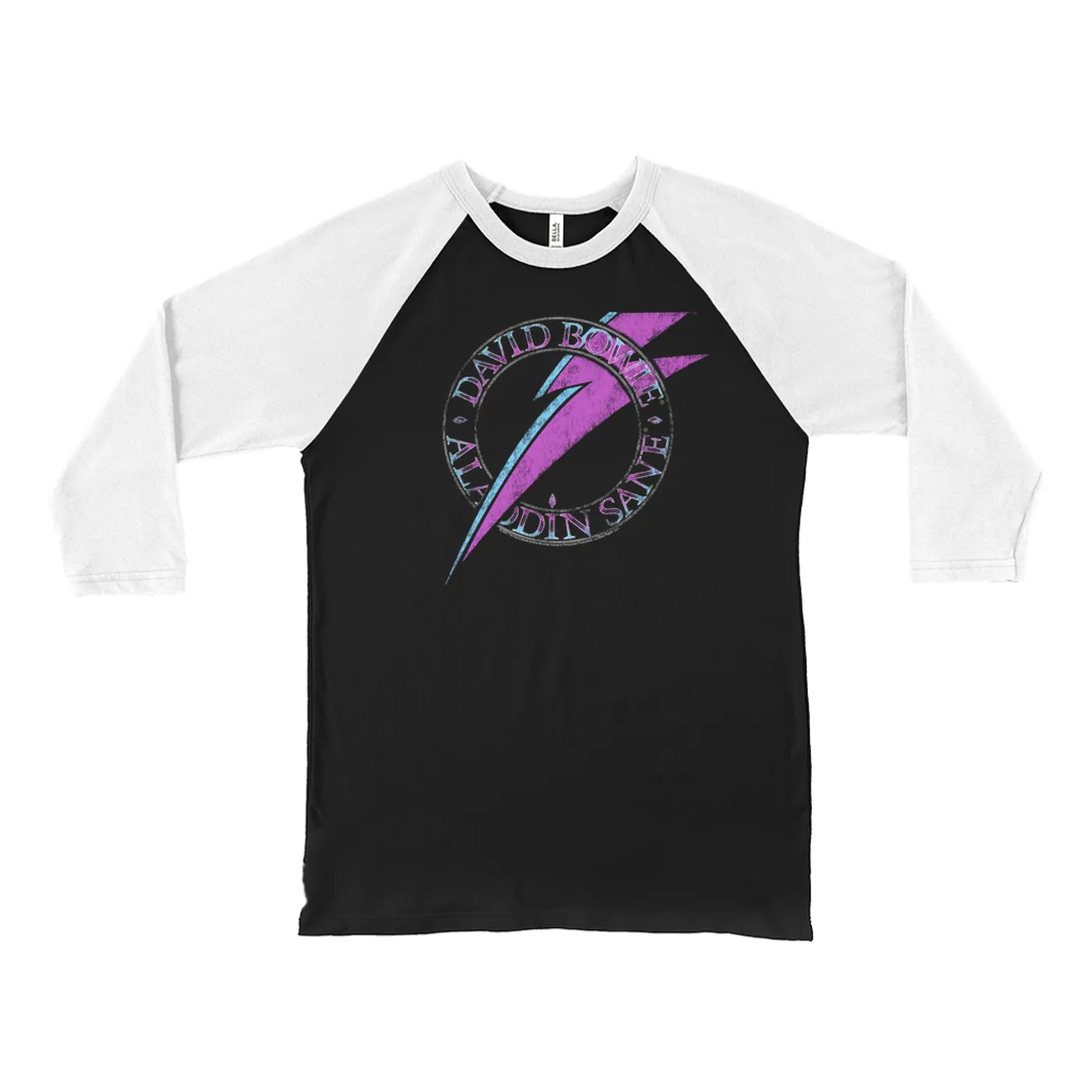 David Bowie 3/4 Sleeve Baseball Tee | Aladdin Sane Logo Distressed David Bowie Shirt