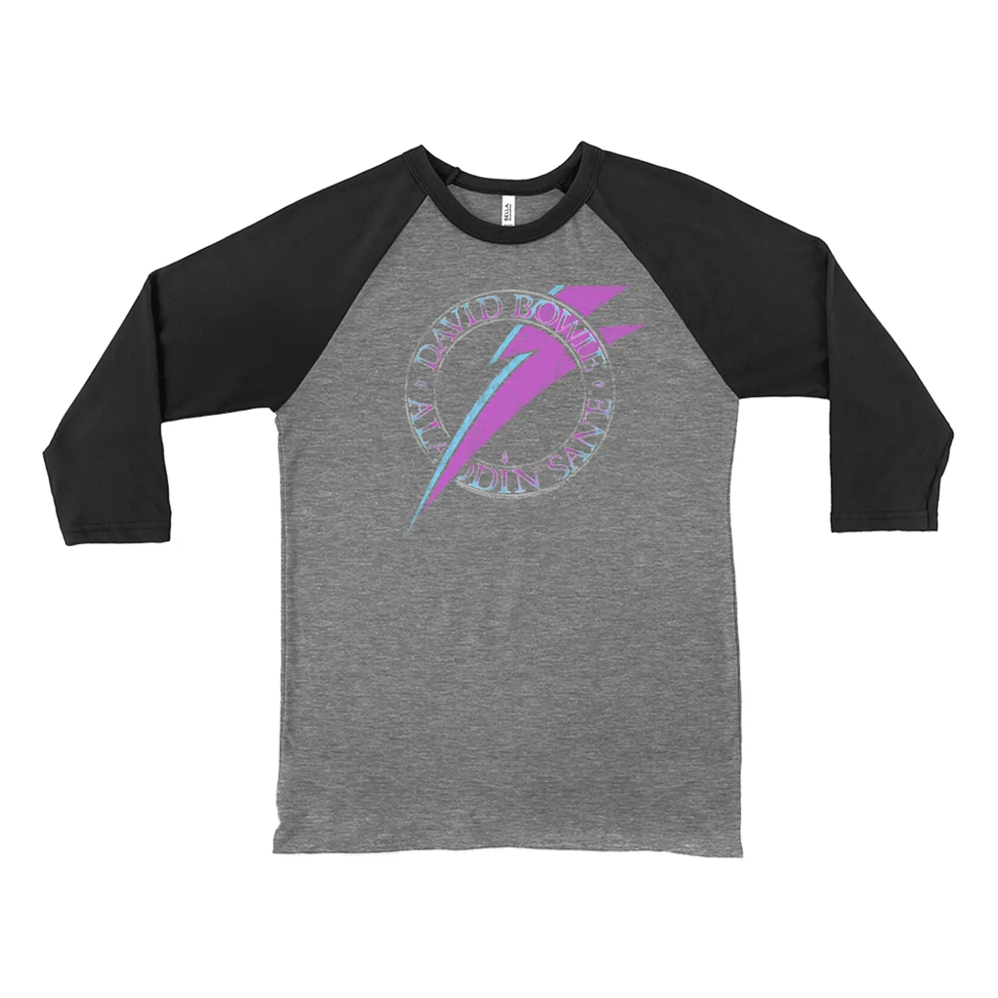 David Bowie 3/4 Sleeve Baseball Tee | Aladdin Sane Logo Distressed David Bowie Shirt
