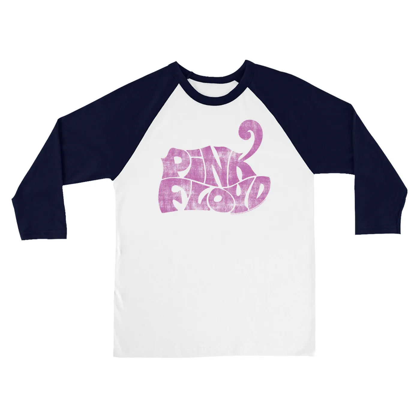 Pink Floyd 3/4 Sleeve Baseball Tee | Groovy Logo Distressed Pink Pink Floyd Shirt