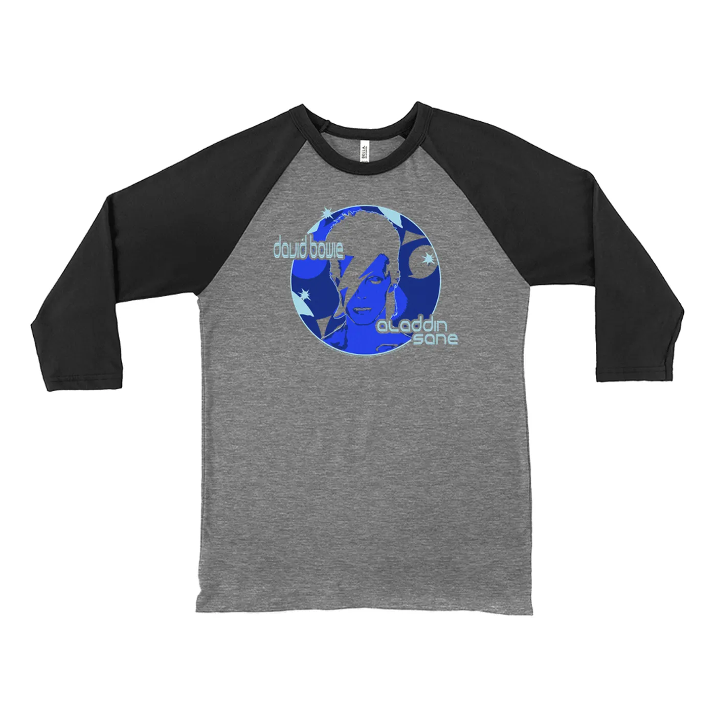 David Bowie 3/4 Sleeve Baseball Tee | Blue Aladdin Sane Design David Bowie Shirt