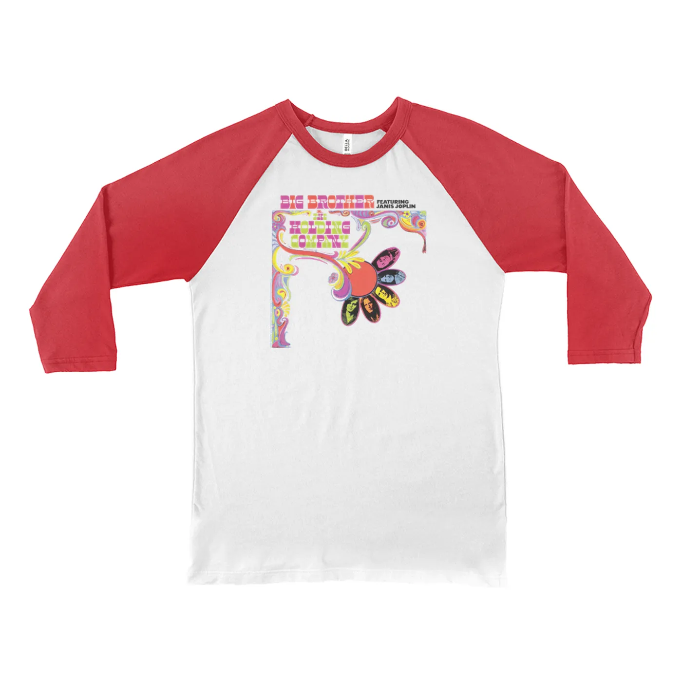 Big Brother and The Holding Co. 3/4 Sleeve Baseball Tee | Big Brother & The Holding Company Feat. Janis Joplin Album Cover Big Brother and The Holding Co. Shirt