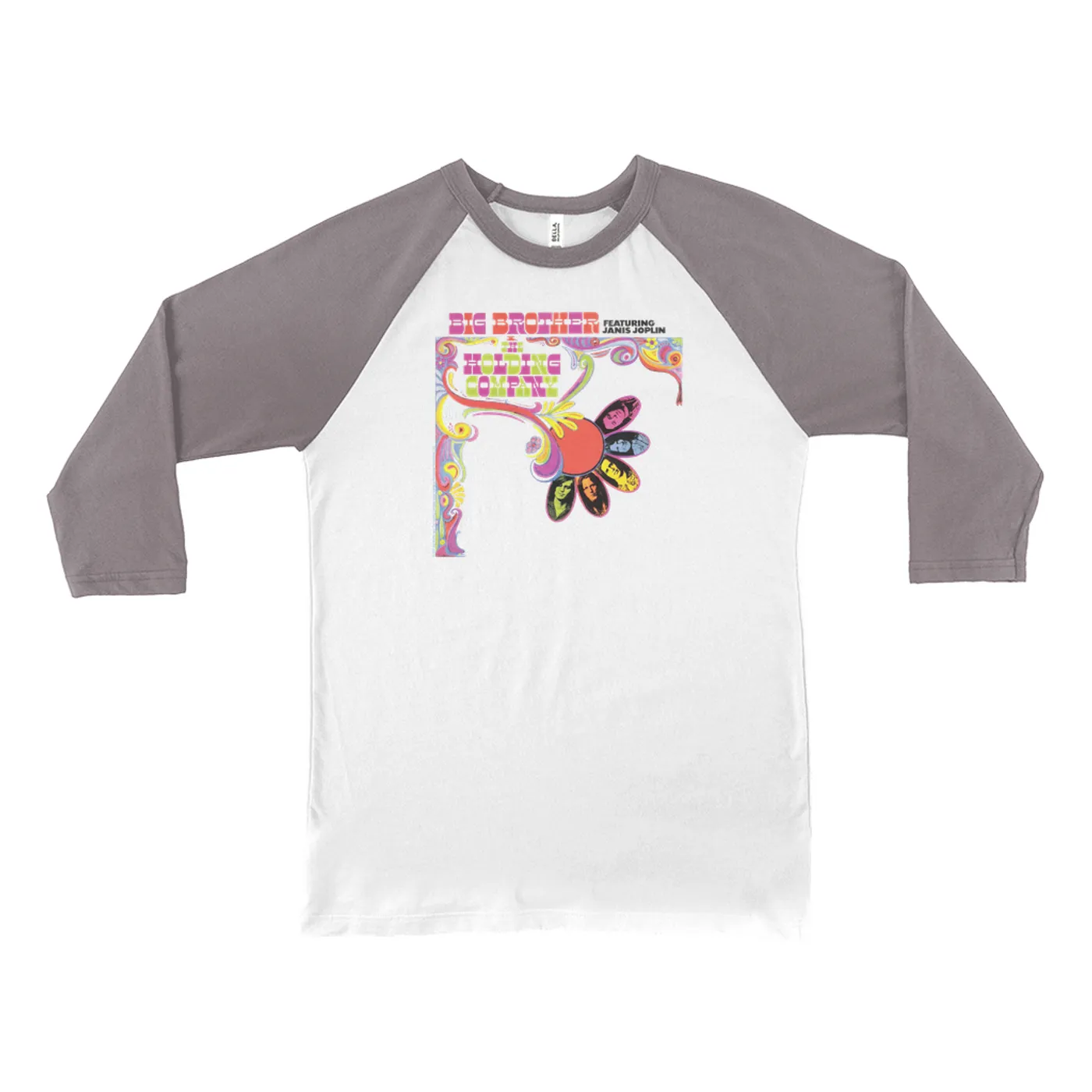 Big Brother and The Holding Co. 3/4 Sleeve Baseball Tee | Big Brother & The Holding Company Feat. Janis Joplin Album Cover Big Brother and The Holding Co. Shirt