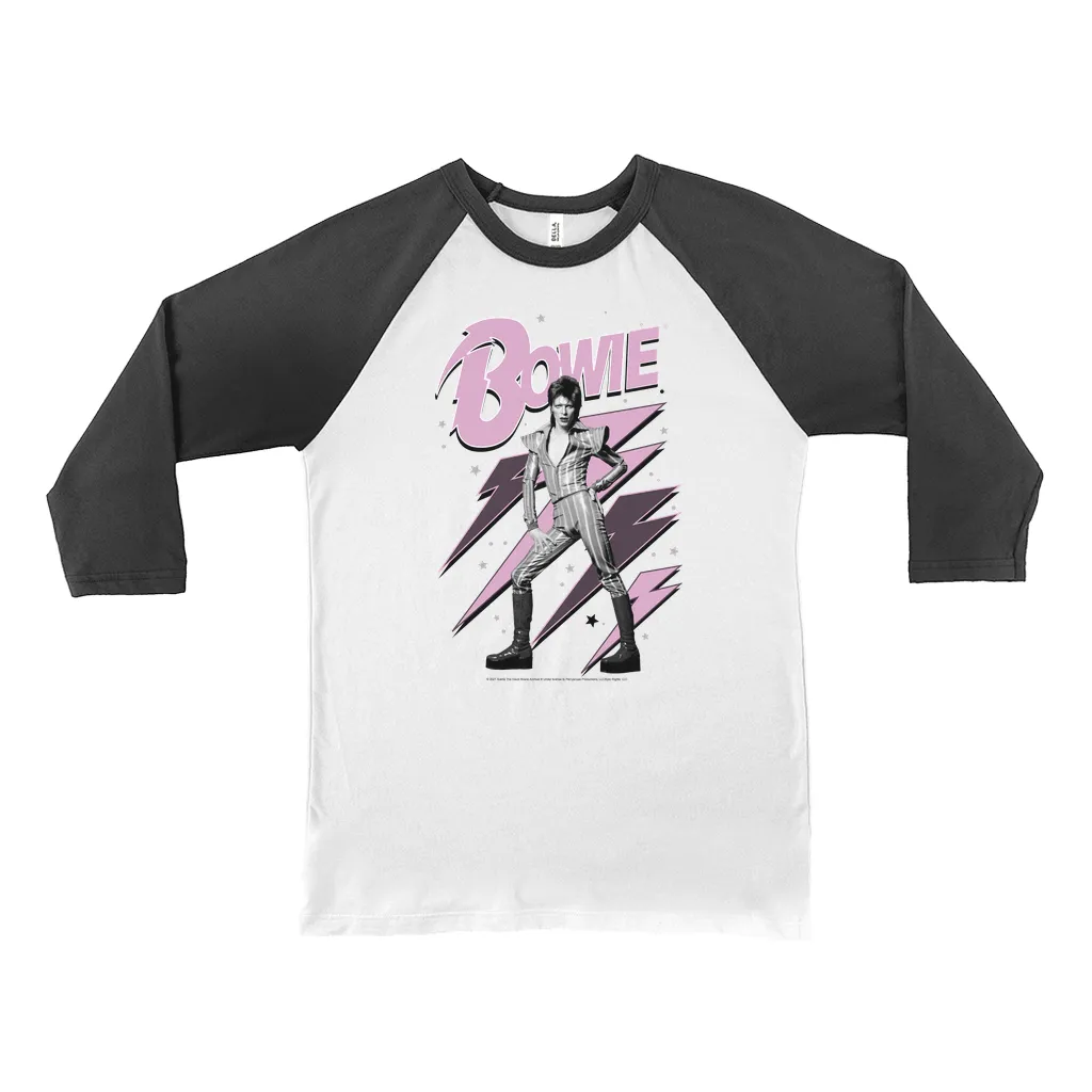 3/4 Sleeve Baseball Tee | Ziggy Stardust And Lightning Bolts Shirt