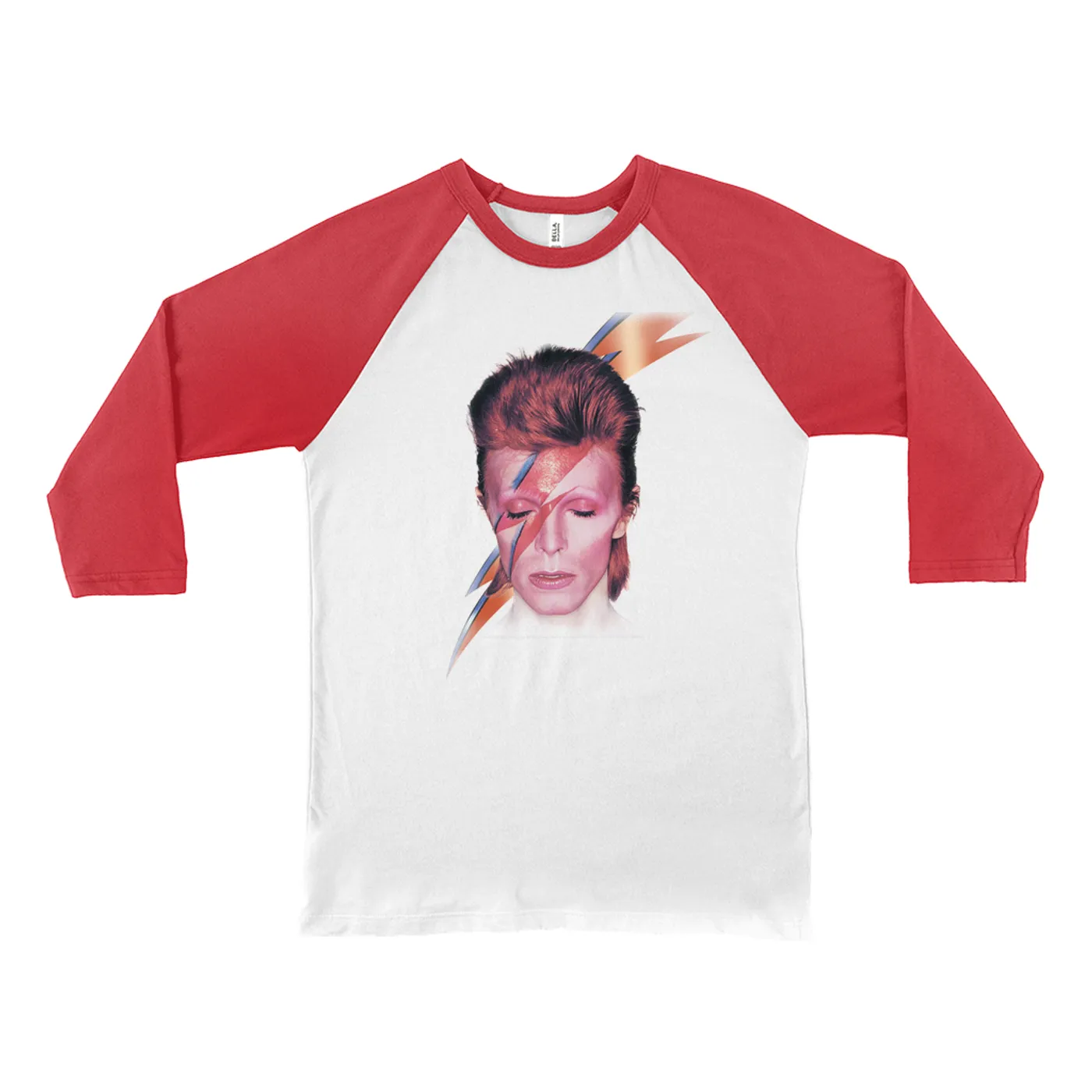 David Bowie 3/4 Sleeve Baseball Tee | Aladdin Sane With Lightning Bolt Design David Bowie Shirt