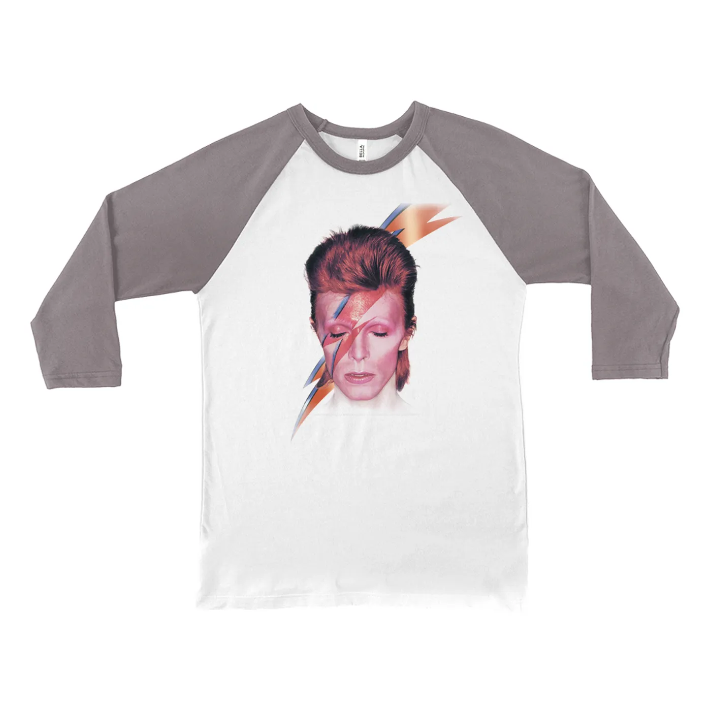 David Bowie 3/4 Sleeve Baseball Tee | Aladdin Sane With Lightning Bolt Design David Bowie Shirt