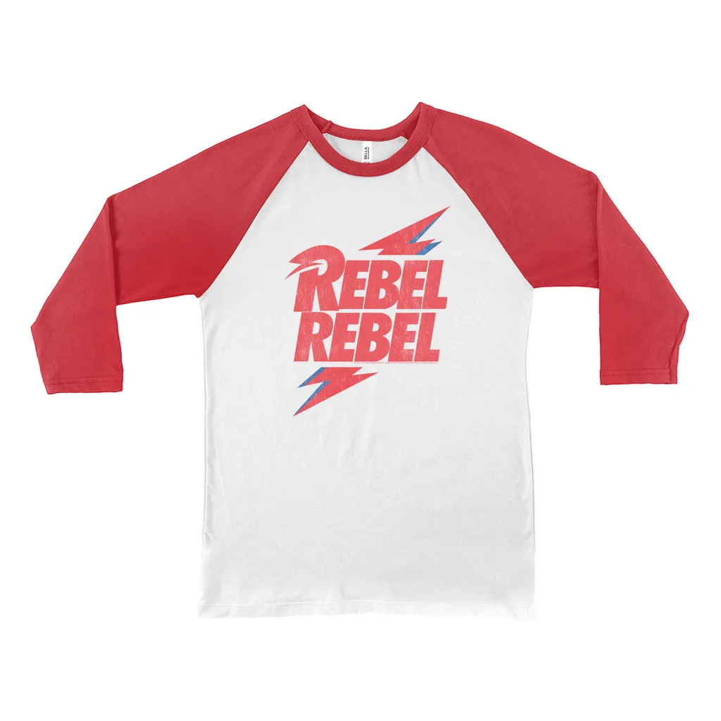 3/4 Sleeve Baseball Tee | Rebel Rebel Lightning Bolt Distressed Shirt