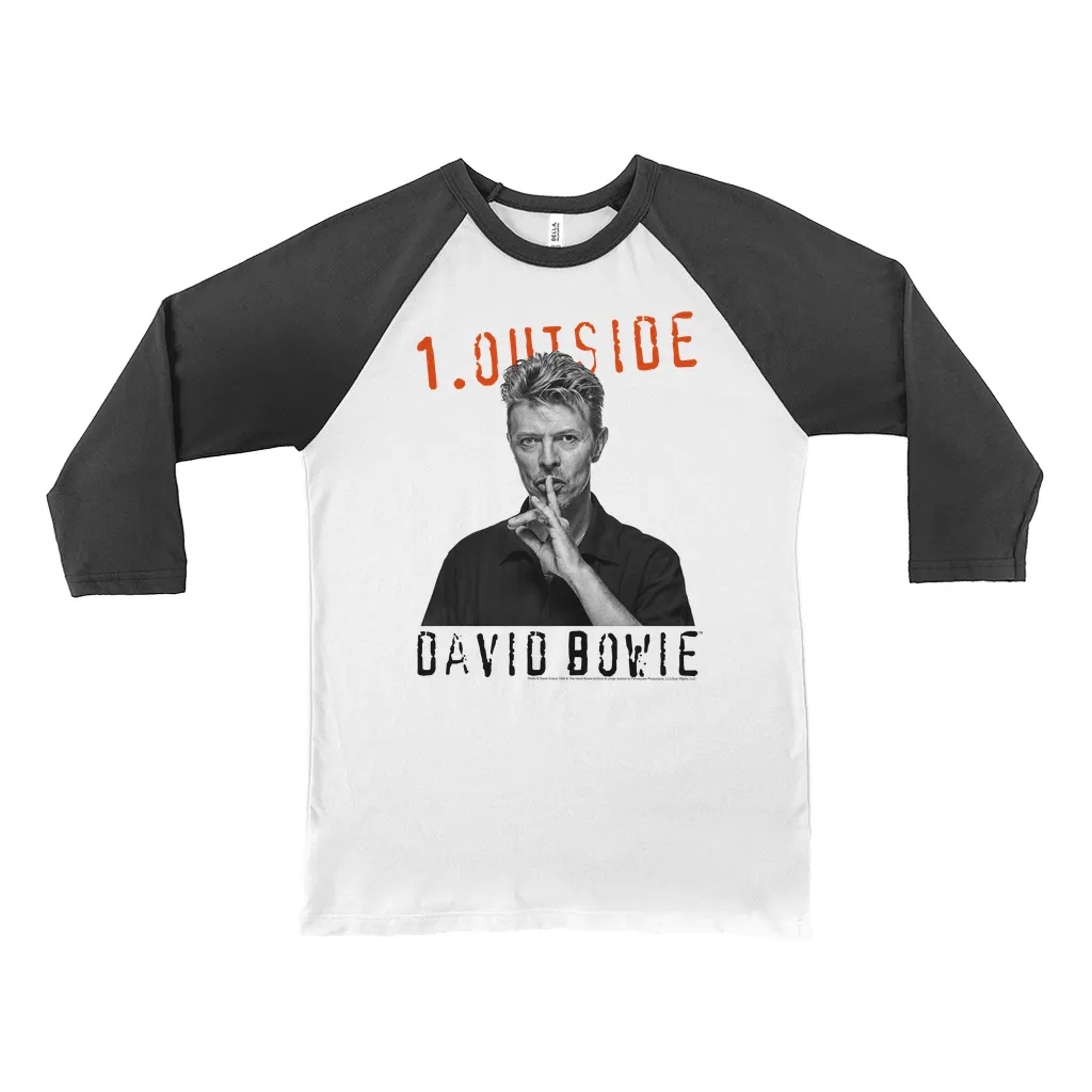 3/4 Sleeve Baseball Tee | Bowie Black And White Photo With Stars Shirt