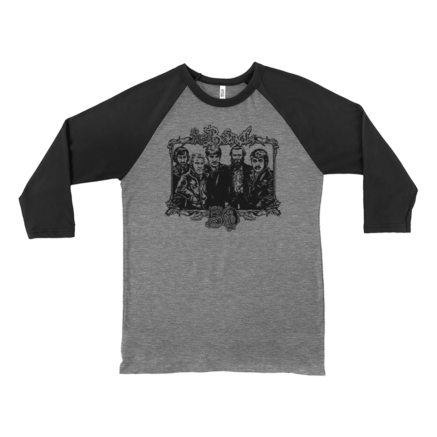 The Band 3/4 Sleeve Baseball Tee | 50th Anniversary Logo Black The Band Shirt