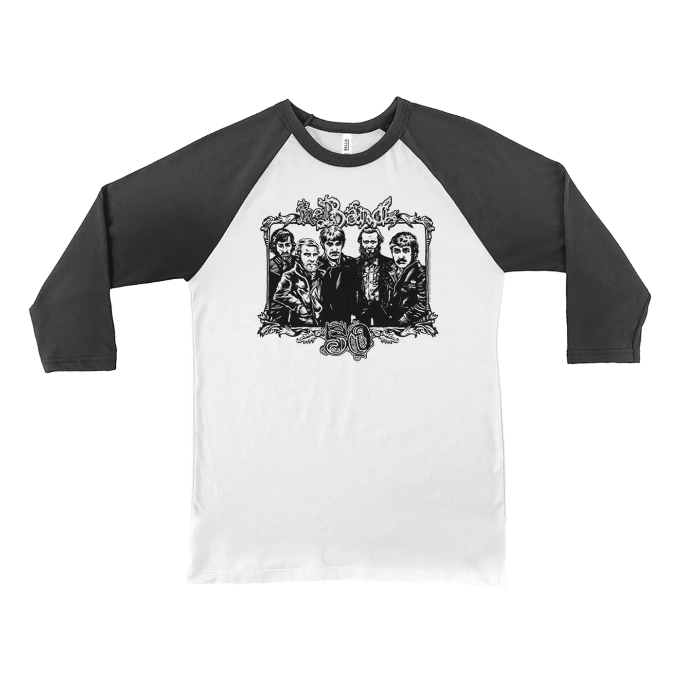 The Band 3/4 Sleeve Baseball Tee | 50th Anniversary Logo Black The Band Shirt