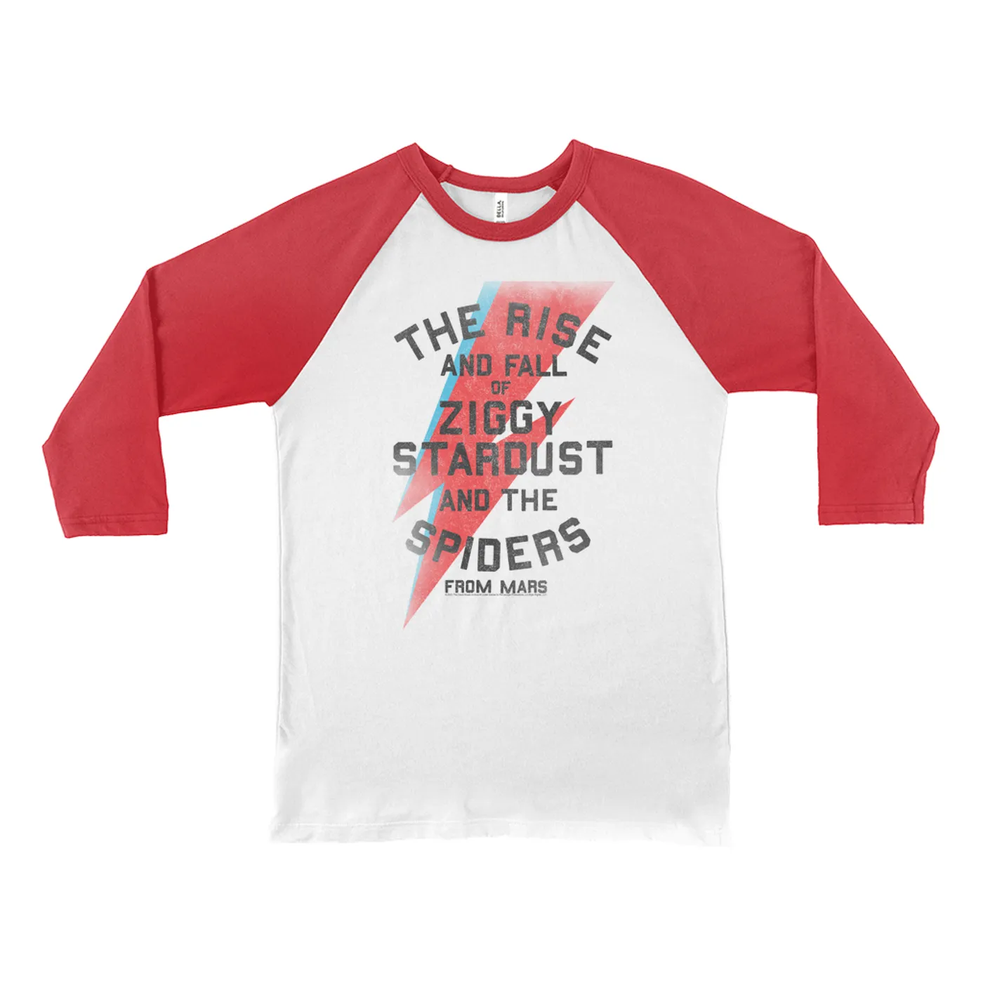 David Bowie 3/4 Sleeve Baseball Tee | The Rise And Fall Of Ziggy Stardust And The Spiders From Mars Lightning Bolt Distressed David Bowie Shirt (Merchbar Exclusive)