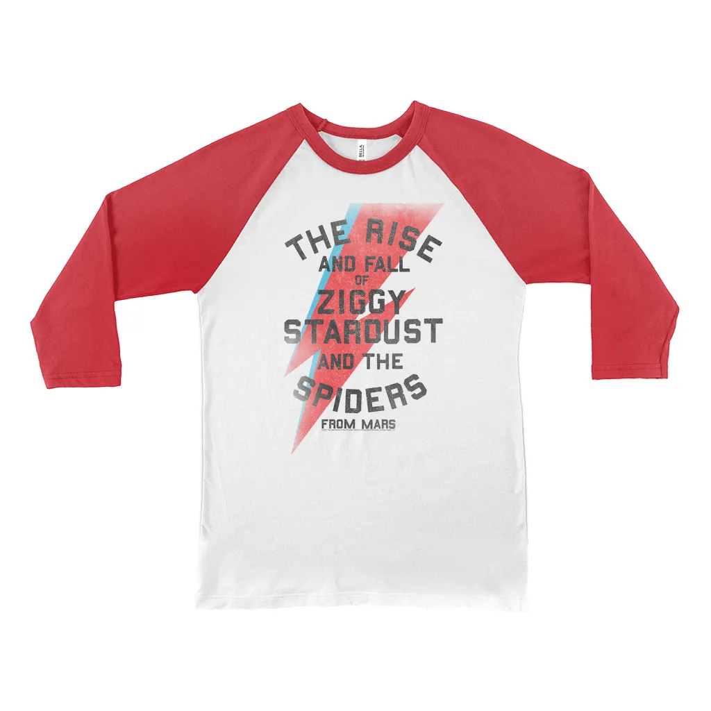 3/4 Sleeve Baseball Tee | The Rise And Fall Of Ziggy Stardust And The Spiders From Mars Lightning Bolt Distressed Shirt (Equineop Exclusive)