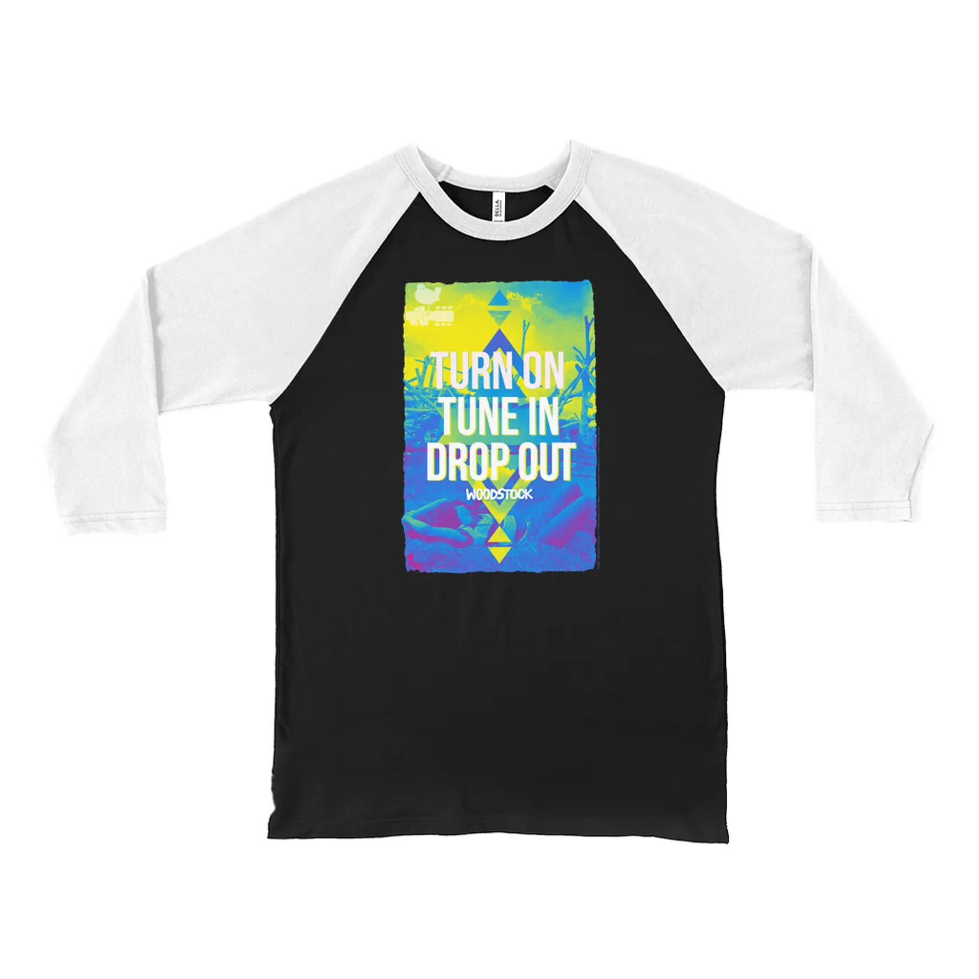 Woodstock 3/4 Sleeve Baseball Tee | Turn On Tune In Drop Out Design Woodstock Shirt