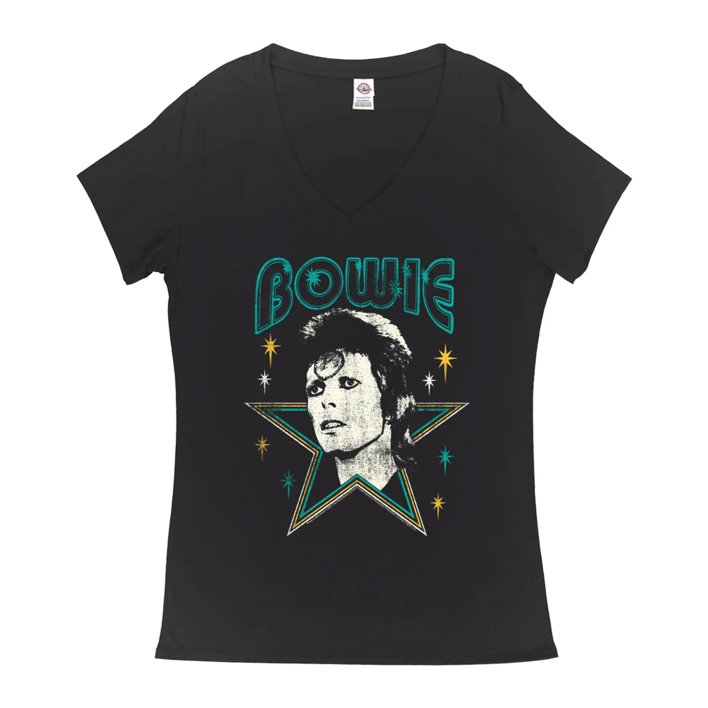 David Bowie Ladies' V-neck T-Shirt | Star Power Distressed David Bowie Shirt