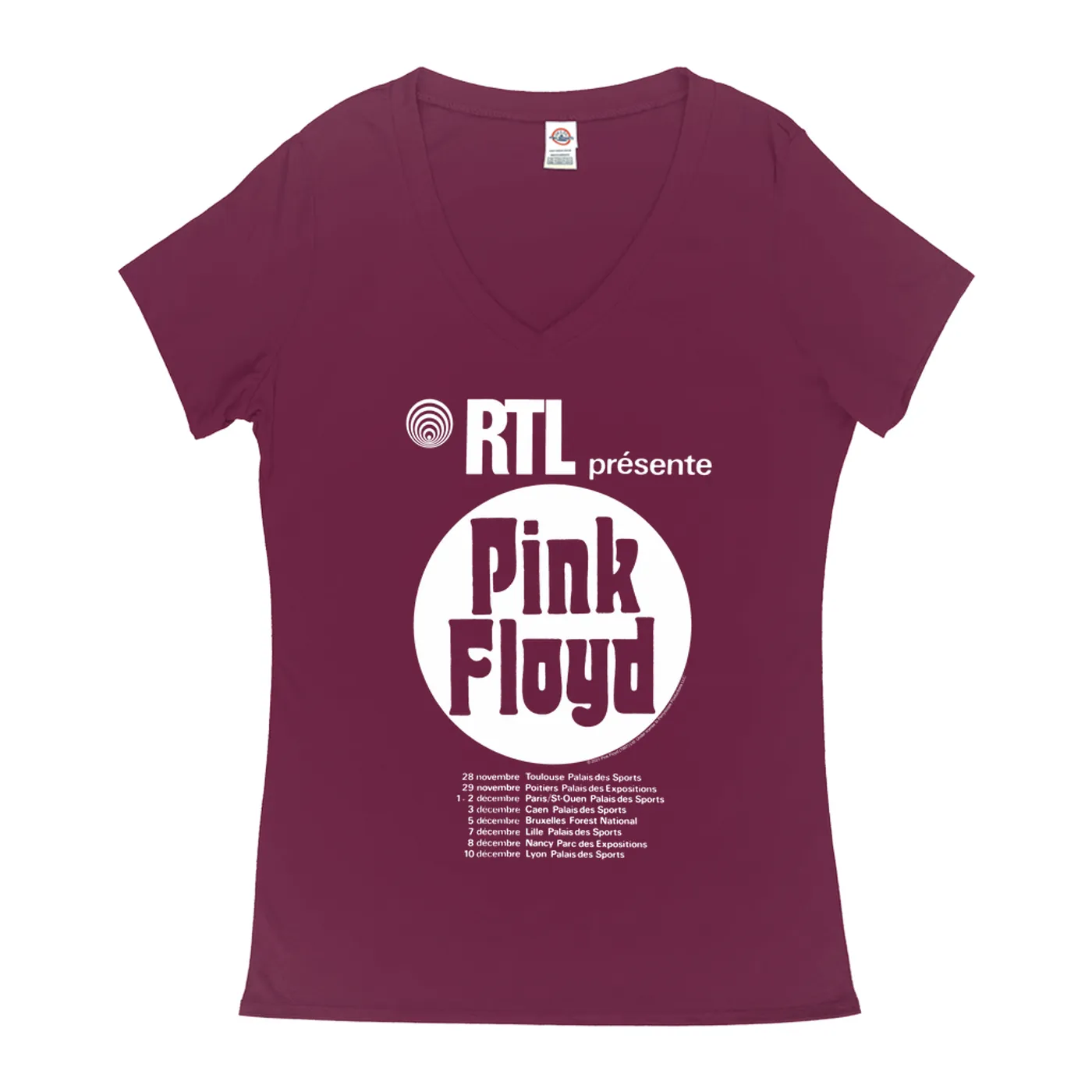 Pink Floyd Ladies' V-neck T-Shirt | RTL Presente Concert Flyer Pink Floyd Shirt