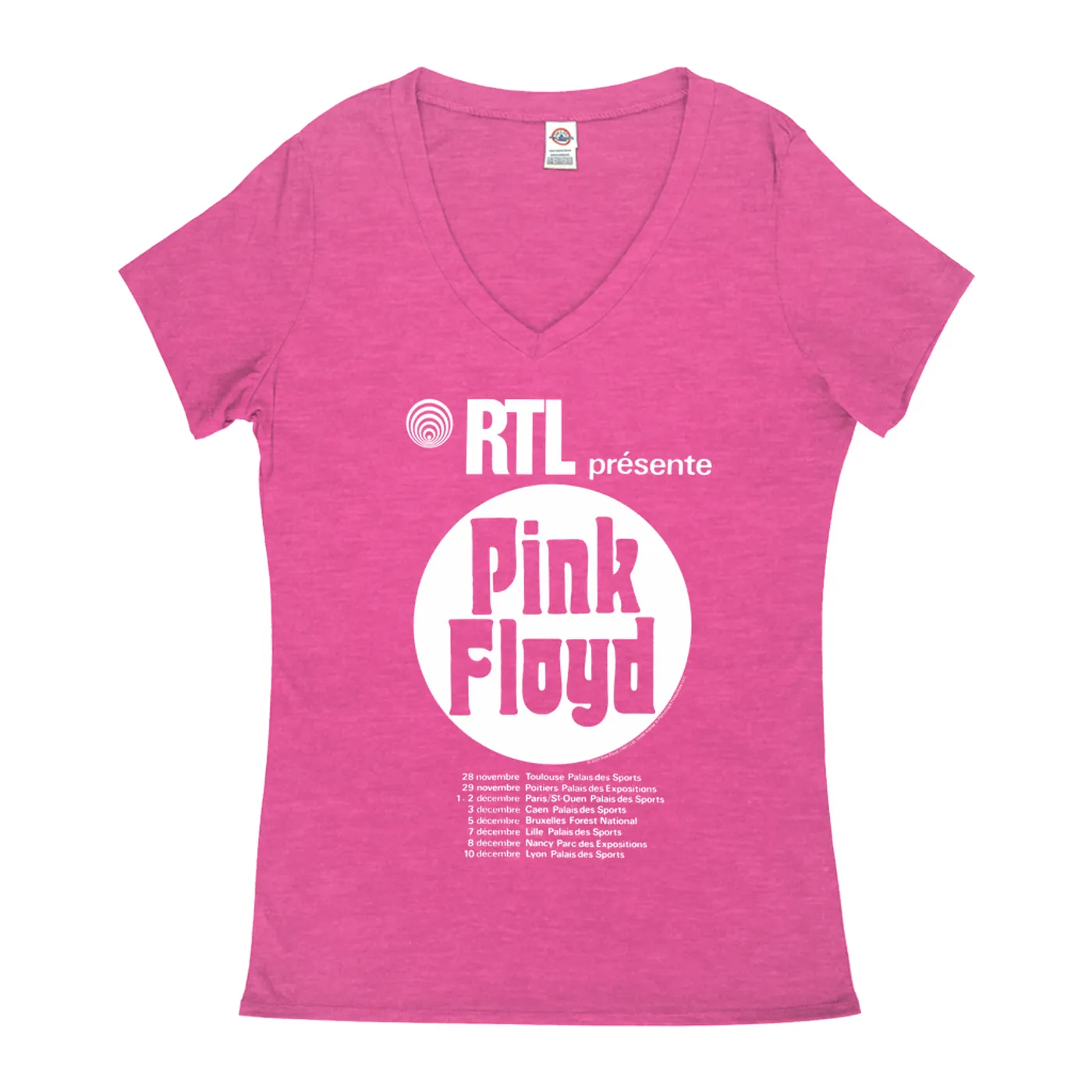 Pink Floyd Ladies' V-neck T-Shirt | RTL Presente Concert Flyer Pink Floyd Shirt