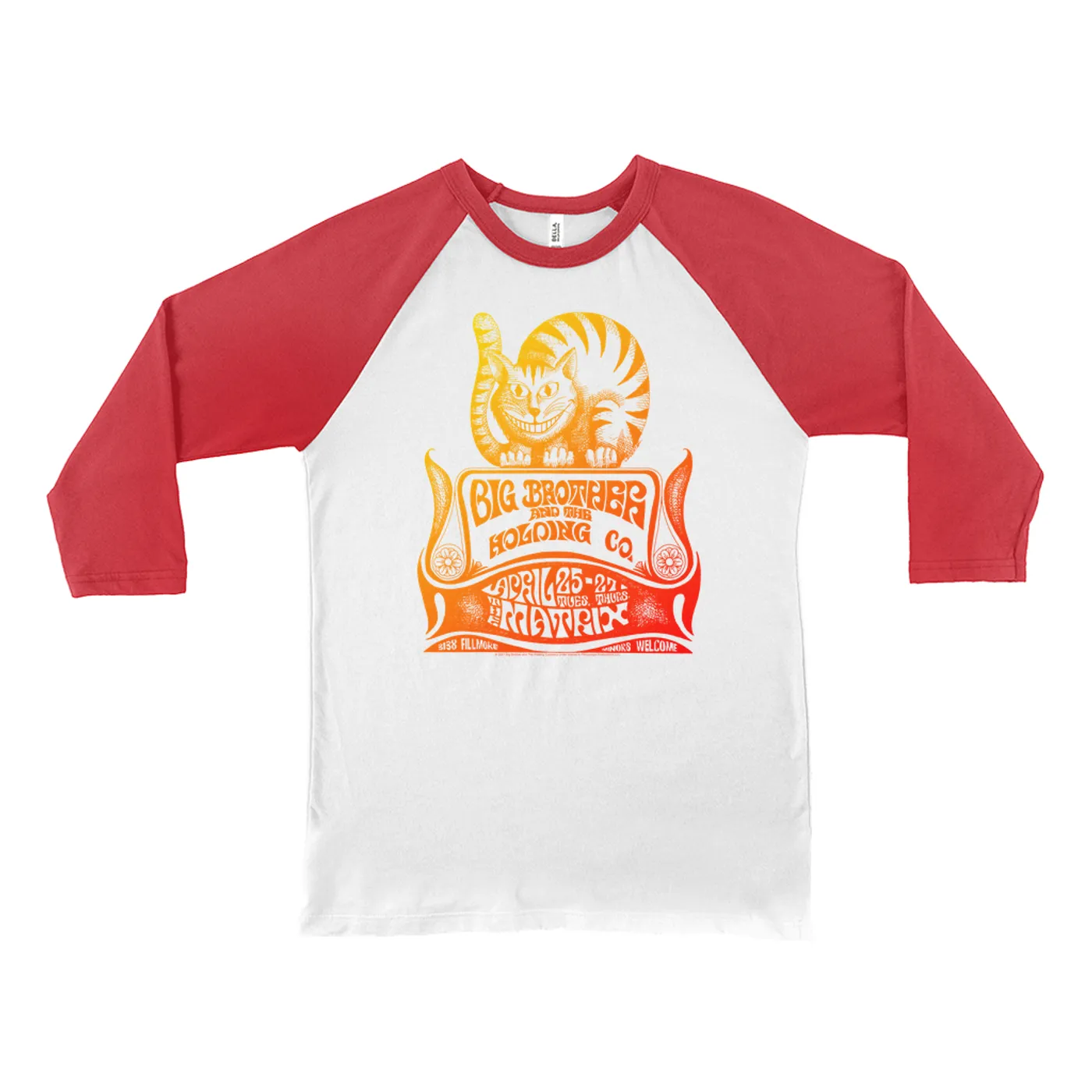 Big Brother and The Holding Co. 3/4 Sleeve Baseball Tee | Big Brother & The Holding Company The Matrix Concert Psychedelic Big Brother and The Holding Co. Shirt