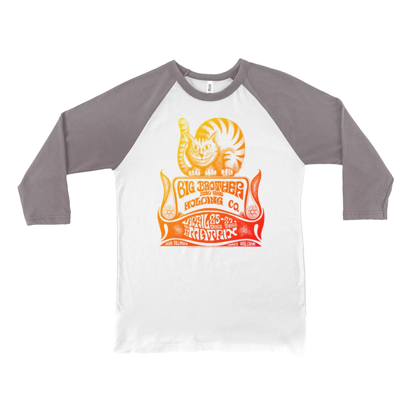 Big Brother and The Holding Co. 3/4 Sleeve Baseball Tee | Big Brother & The Holding Company The Matrix Concert Psychedelic Big Brother and The Holding Co. Shirt