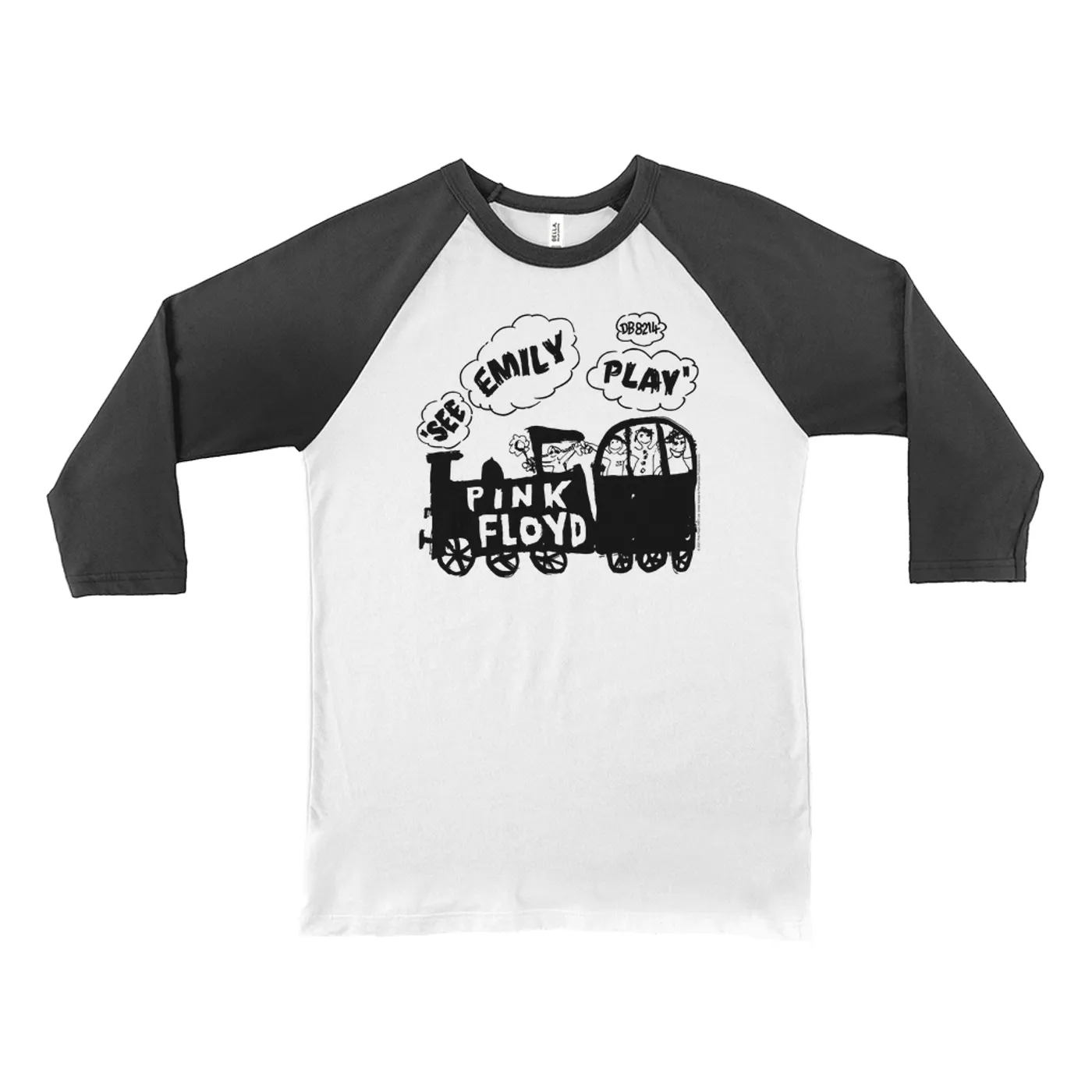 Pink Floyd 3/4 Sleeve Baseball Tee | See Emily Play Train Sketch Pink Floyd Shirt