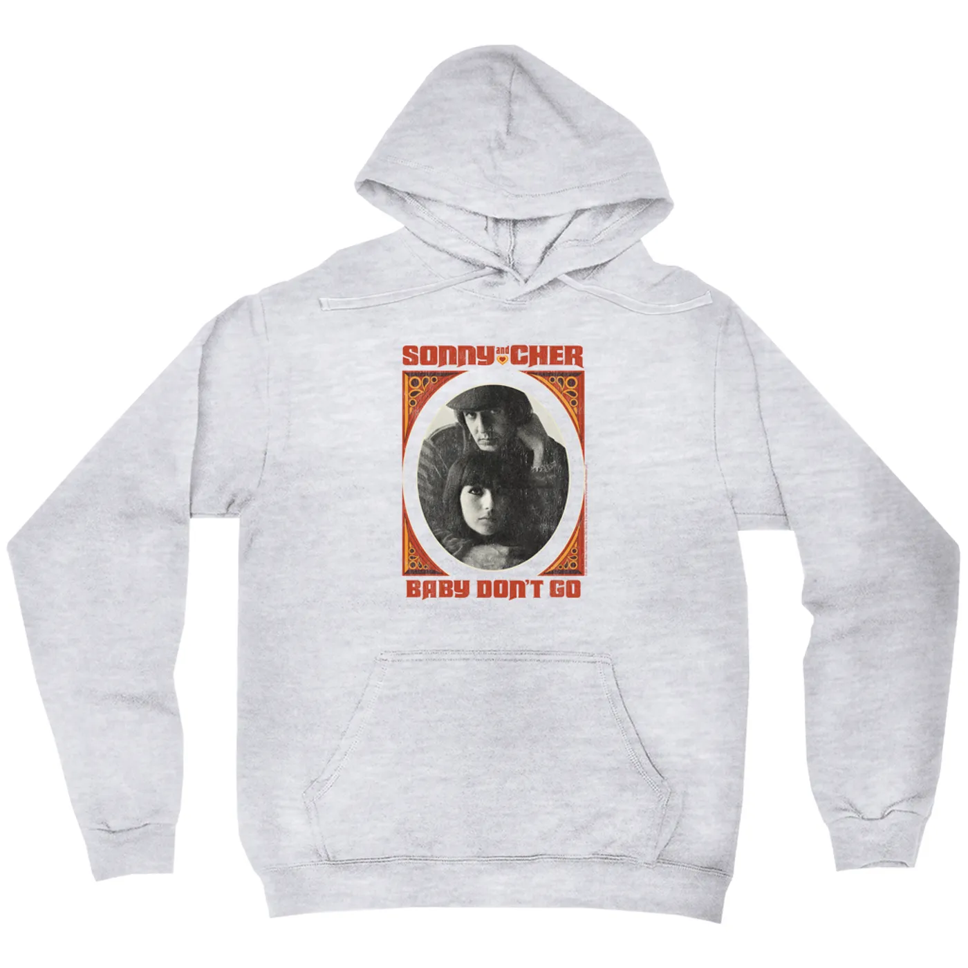 Sonny & Cher Hoodie | Baby Don't Go Rust Frame Image Distressed Sonny and Cher Hoodie (Merchbar Exclusive)
