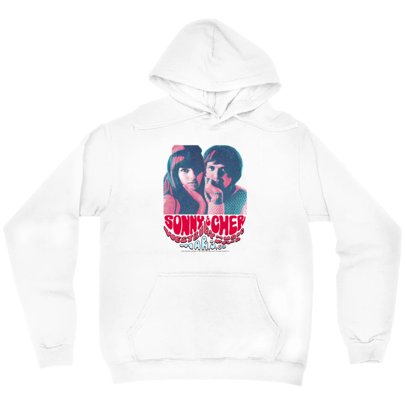 Sonny & Cher Hoodie | Westbury Music Fair Red Psychedelic Flyer Sonny and Cher Hoodie (Merchbar Exclusive)