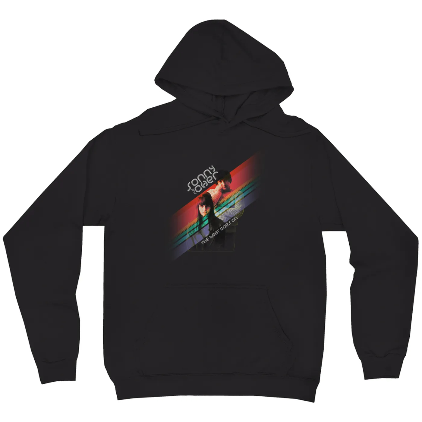 Sonny & Cher Hoodie | The Beat Goes On Primary Color Stripes Sonny and Cher Hoodie