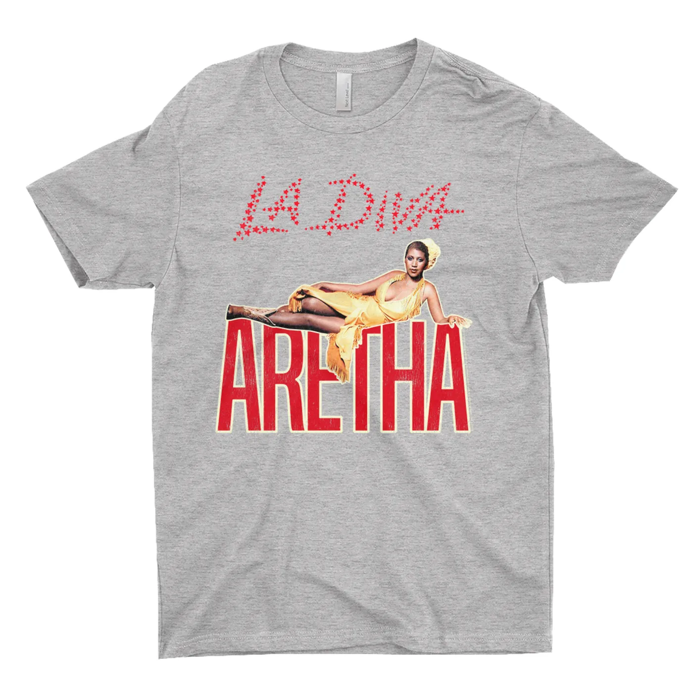 Aretha Franklin T-Shirt | La Diva Album Design Distressed Aretha Franklin Shirt (Merchbar Exclusive)