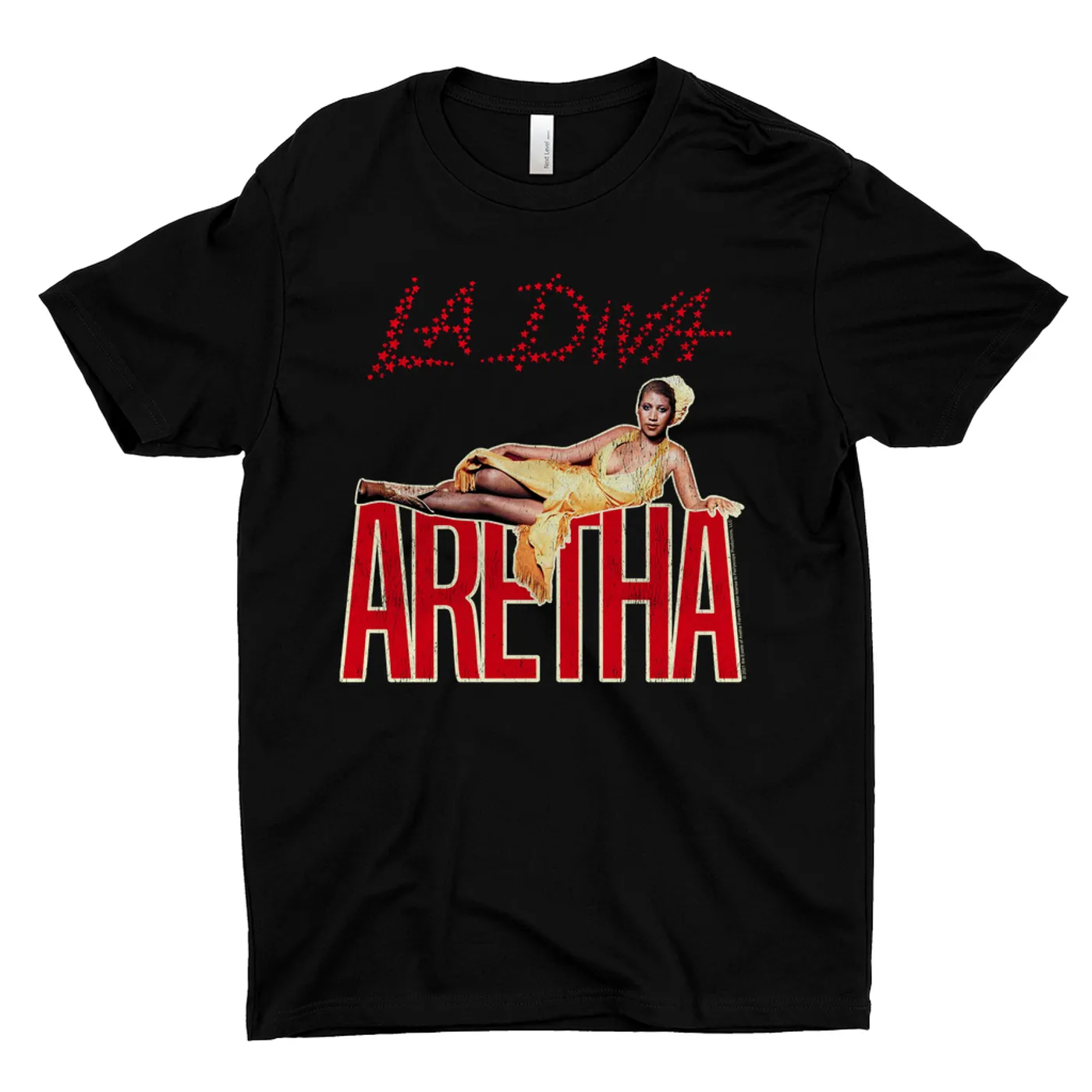 Aretha Franklin T-Shirt | La Diva Album Design Distressed Aretha Franklin Shirt (Merchbar Exclusive)