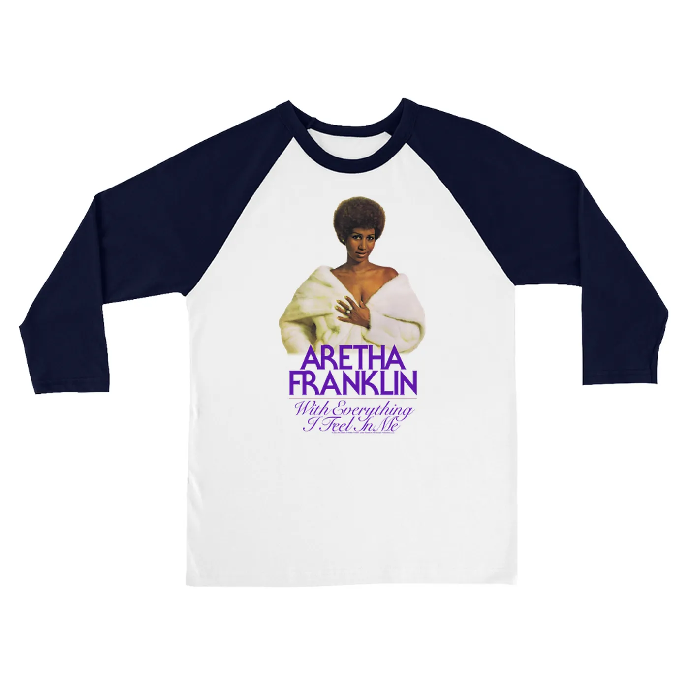 Aretha Franklin 3/4 Sleeve Baseball Tee | With Everything I Feel In Me Album Design Aretha Franklin Shirt (Merchbar Exclusive)