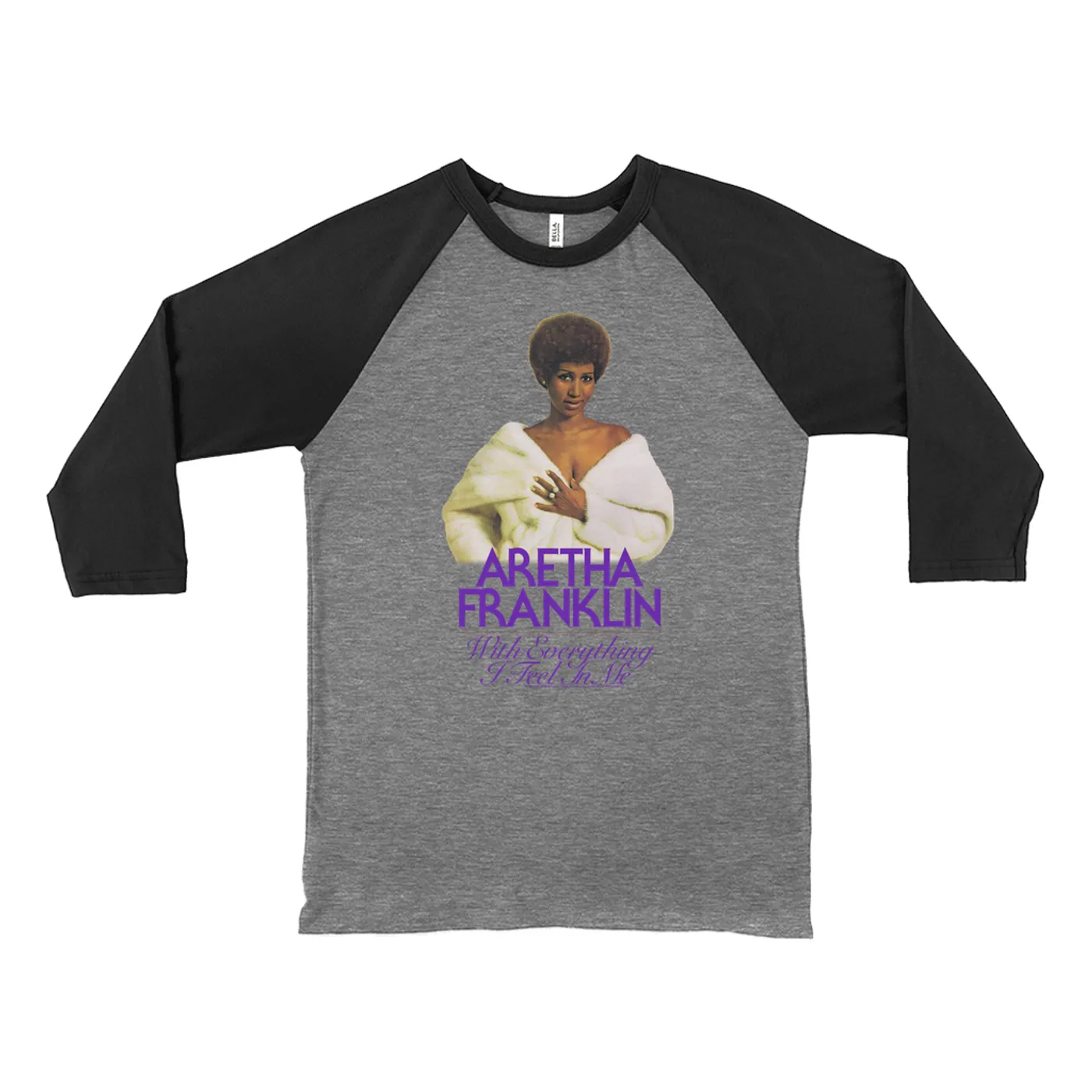 Aretha Franklin 3/4 Sleeve Baseball Tee | With Everything I Feel In Me Album Design Aretha Franklin Shirt (Merchbar Exclusive)