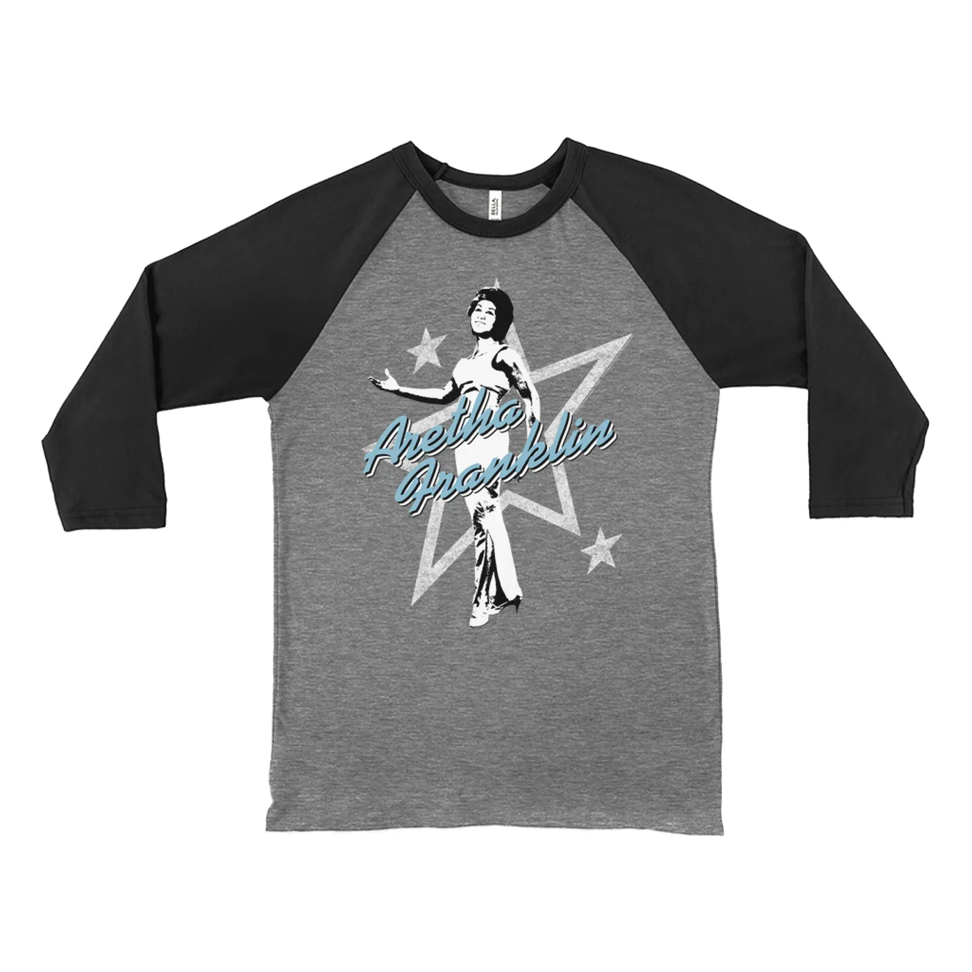 Aretha Franklin 3/4 Sleeve Baseball Tee | Aretha Franklin 1965 Super Star Design Aretha Franklin Shirt (Merchbar Exclusive)