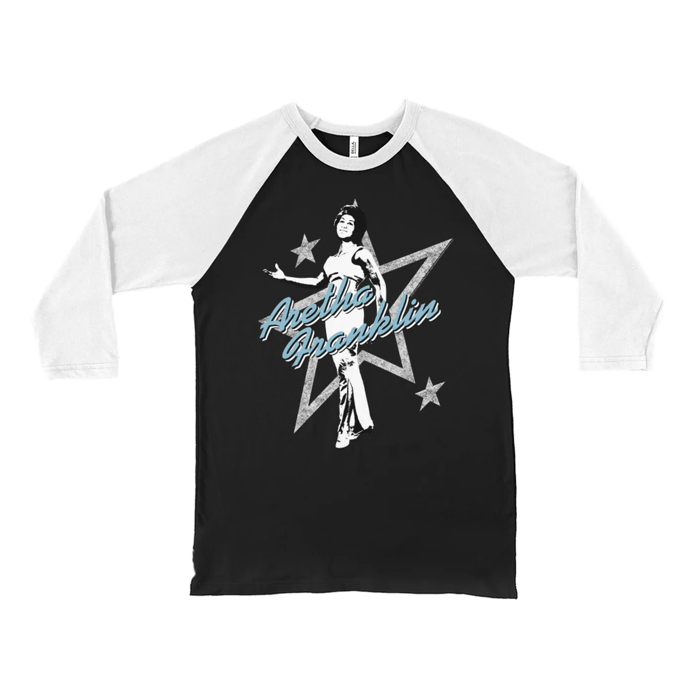 Aretha Franklin 3/4 Sleeve Baseball Tee | Aretha Franklin 1965 Super Star Design Aretha Franklin Shirt (Merchbar Exclusive)