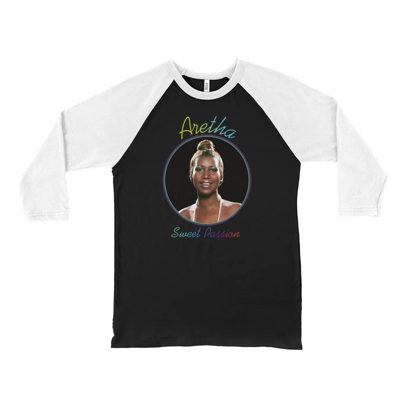 Aretha Franklin 3/4 Sleeve Baseball Tee | Sweet Passion Album Design Aretha Franklin Shirt (Merchbar Exclusive)