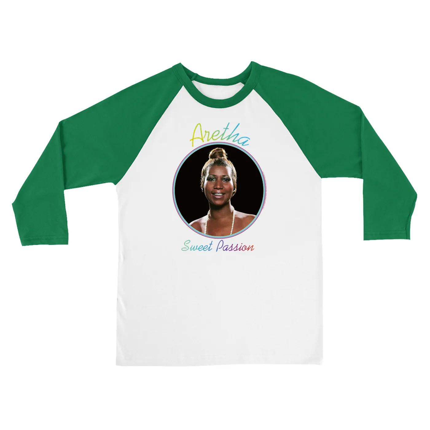 Aretha Franklin 3/4 Sleeve Baseball Tee | Sweet Passion Album Design Aretha Franklin Shirt (Merchbar Exclusive)