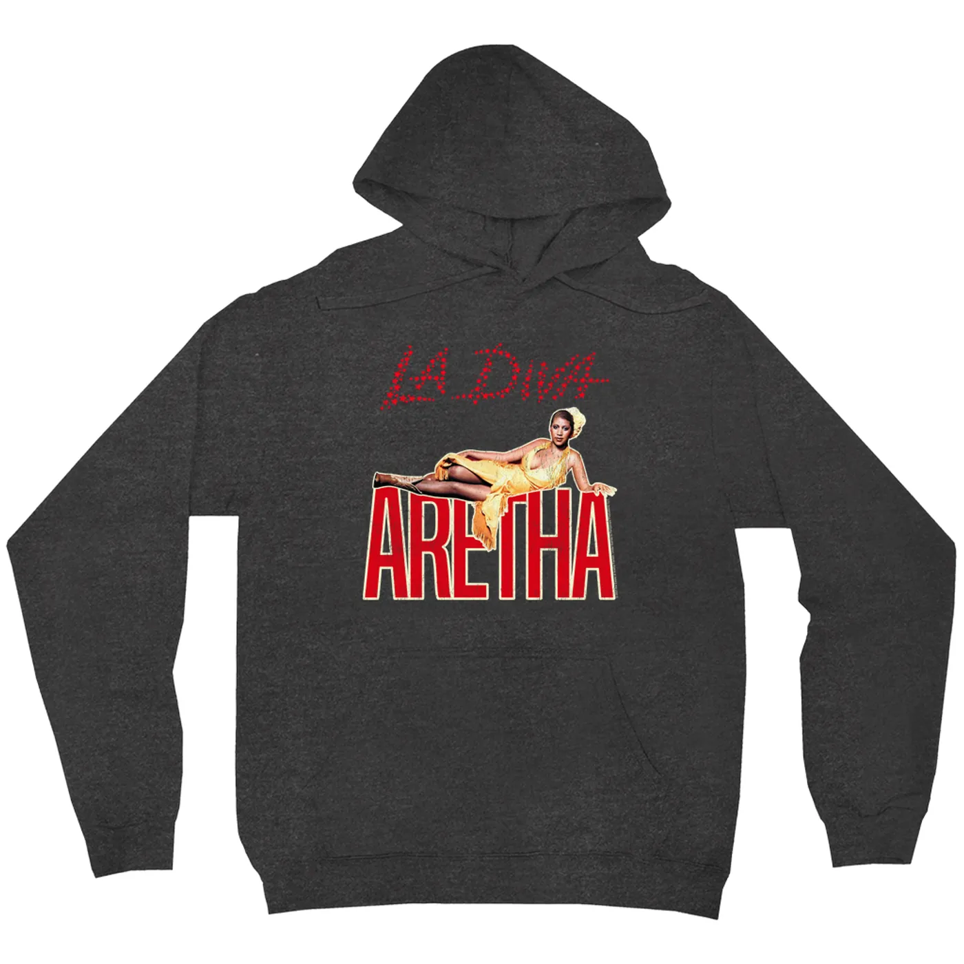 Aretha Franklin Hoodie | La Diva Album Design Distressed Aretha Franklin Hoodie (Merchbar Exclusive)