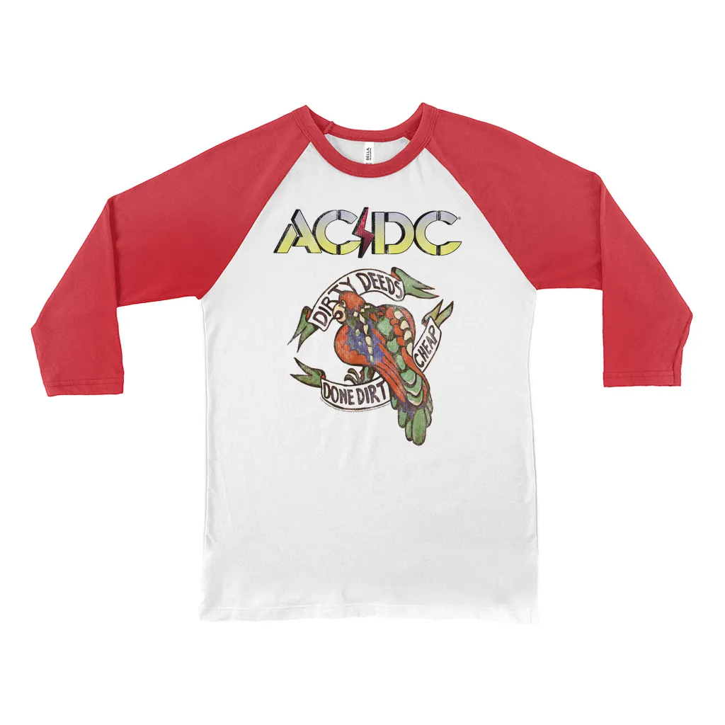 3/4 Sleeve Baseball Tee | Dirty Deeds Done Dirt Cheap Tattoo Design Shirt (Equineop Exclusive)