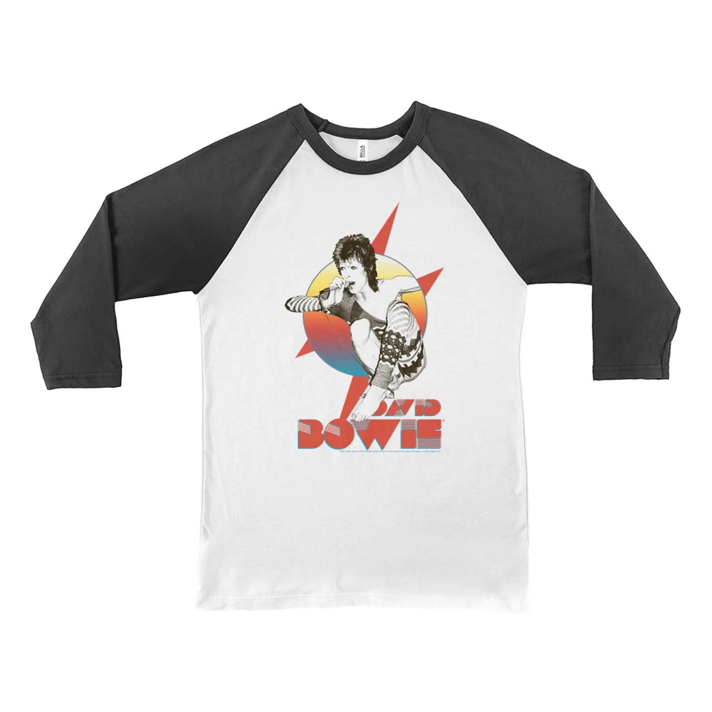 David Bowie 3/4 Sleeve Baseball Tee | Bowie Performing Colorful Design David Bowie Shirt