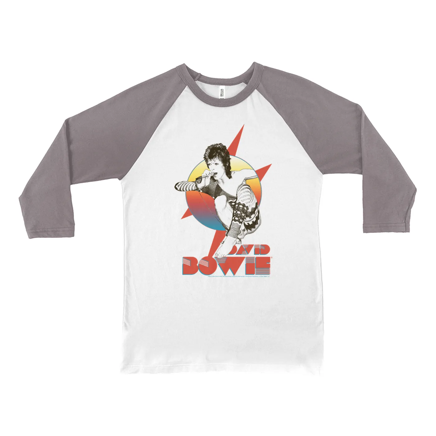 David Bowie 3/4 Sleeve Baseball Tee | Bowie Performing Colorful Design David Bowie Shirt