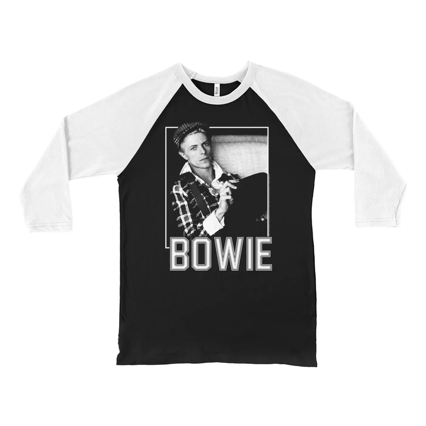 David Bowie 3/4 Sleeve Baseball Tee | Bowie In Black And White David Bowie Shirt (Merchbar Exclusive)
