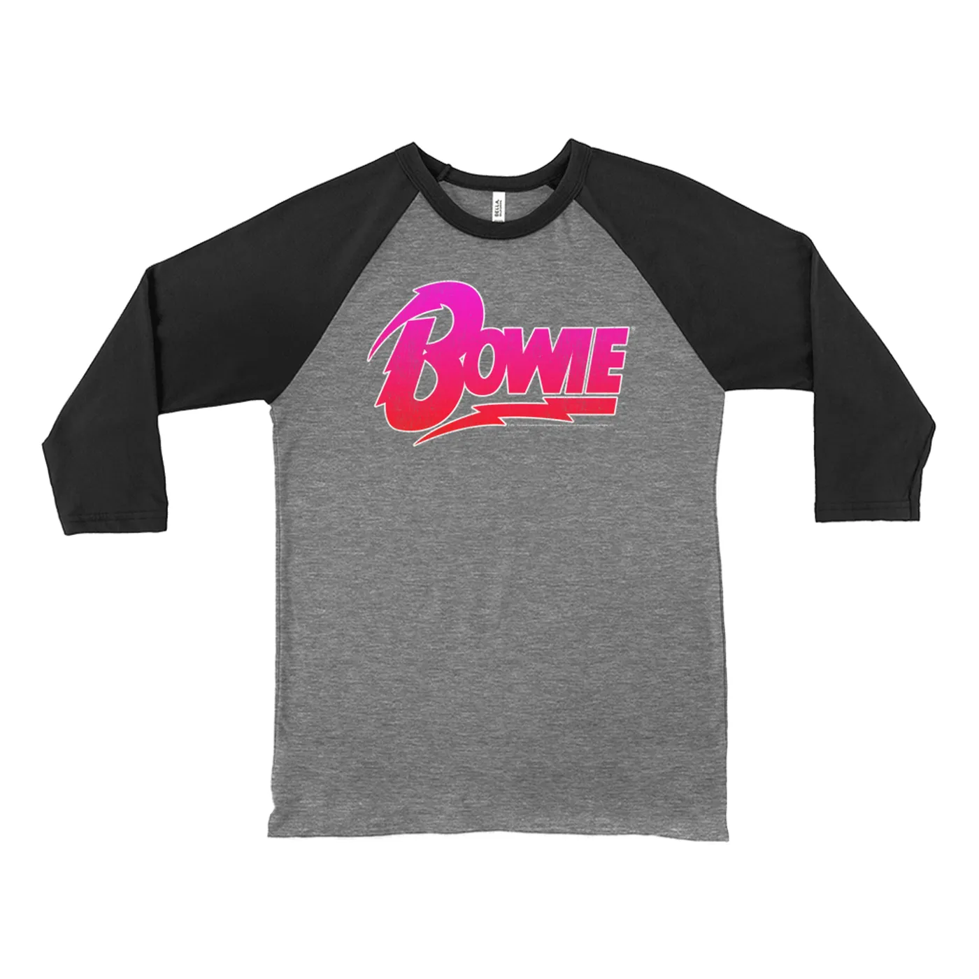 David Bowie 3/4 Sleeve Baseball Tee | Pink and Red Bowie Logo David Bowie Shirt (Merchbar Exclusive)